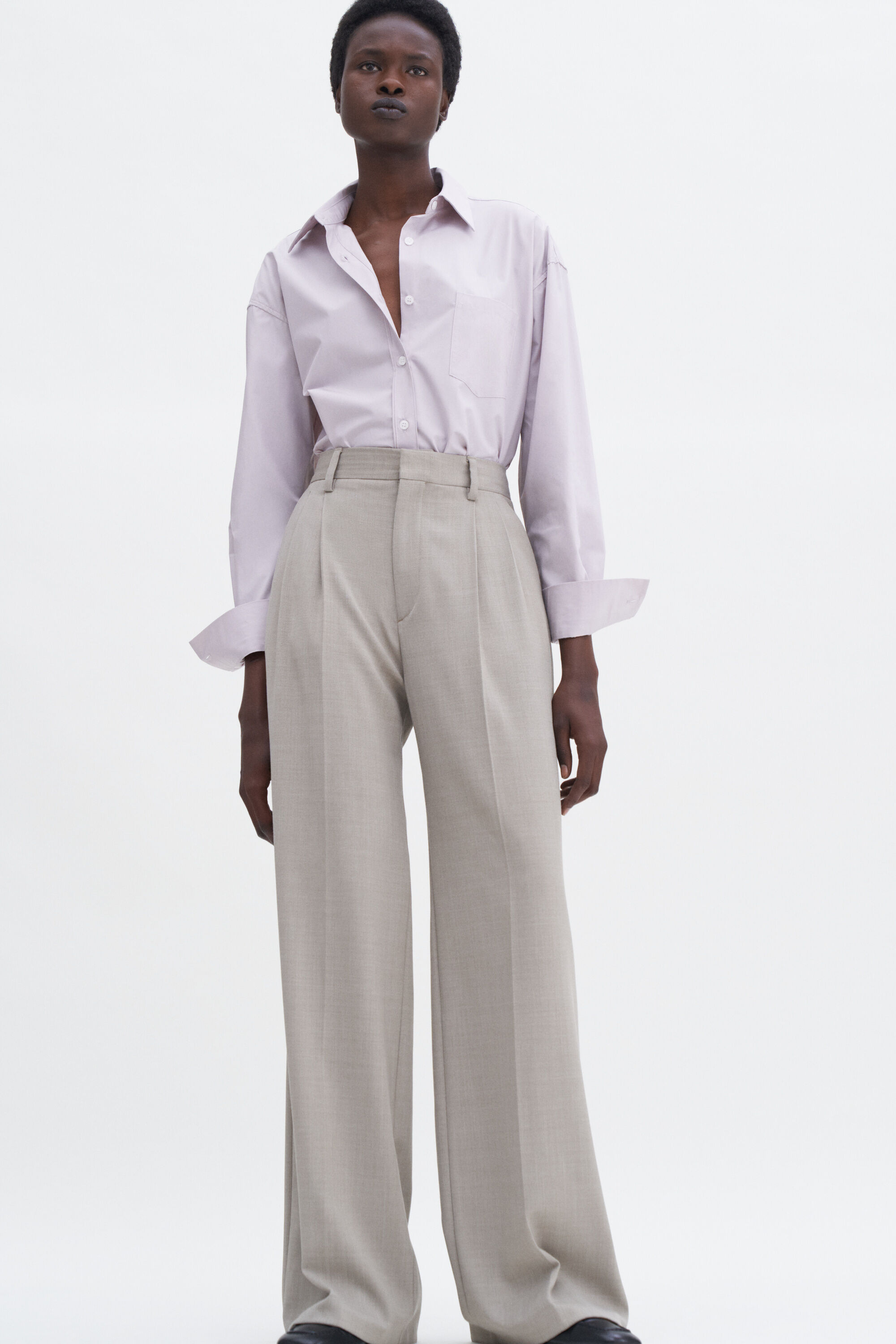 Darcey Wool Trousers - Sage Melange | Filippa K Darcey Wool Trousers - Sage Melange | Filippa K
