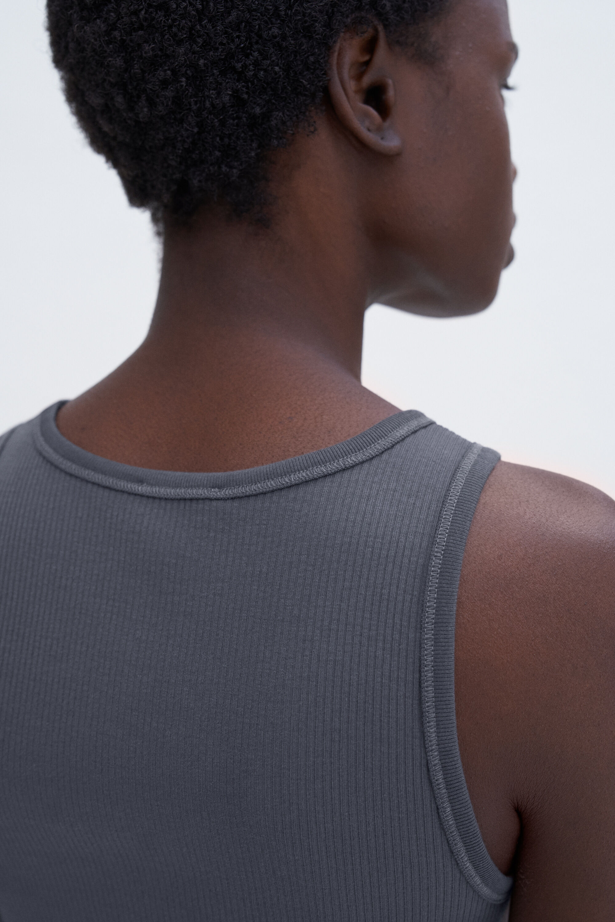 Fine Rib Tank - Charcoal Grey | FILIPPA K