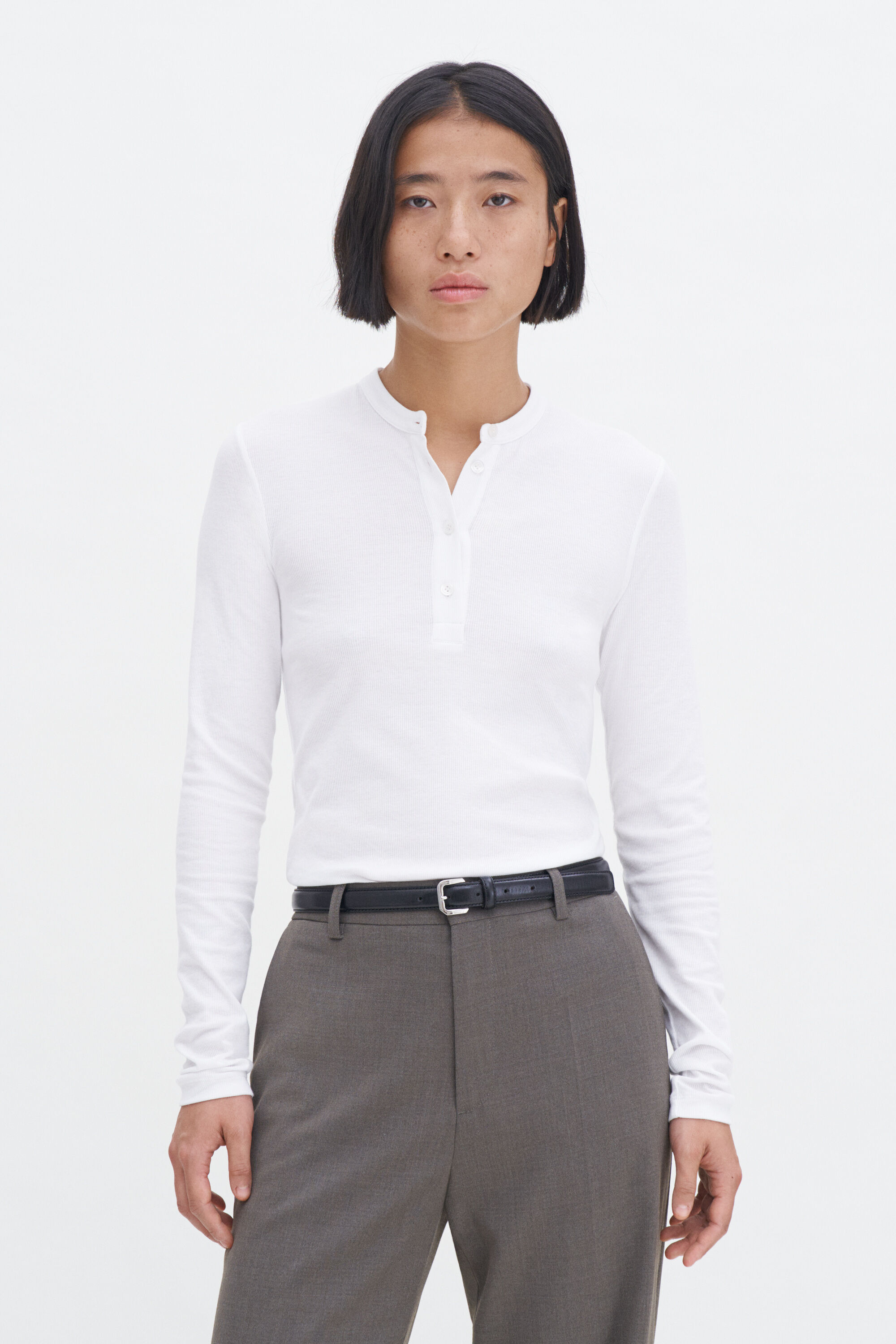 新品　グッドグリーフ  HENLEY RIB KNIT TOP ホワイト GOOD GRIEF!/グッド グリーフ】 HENRY RIB KNIT TOP（ニット／セーター
