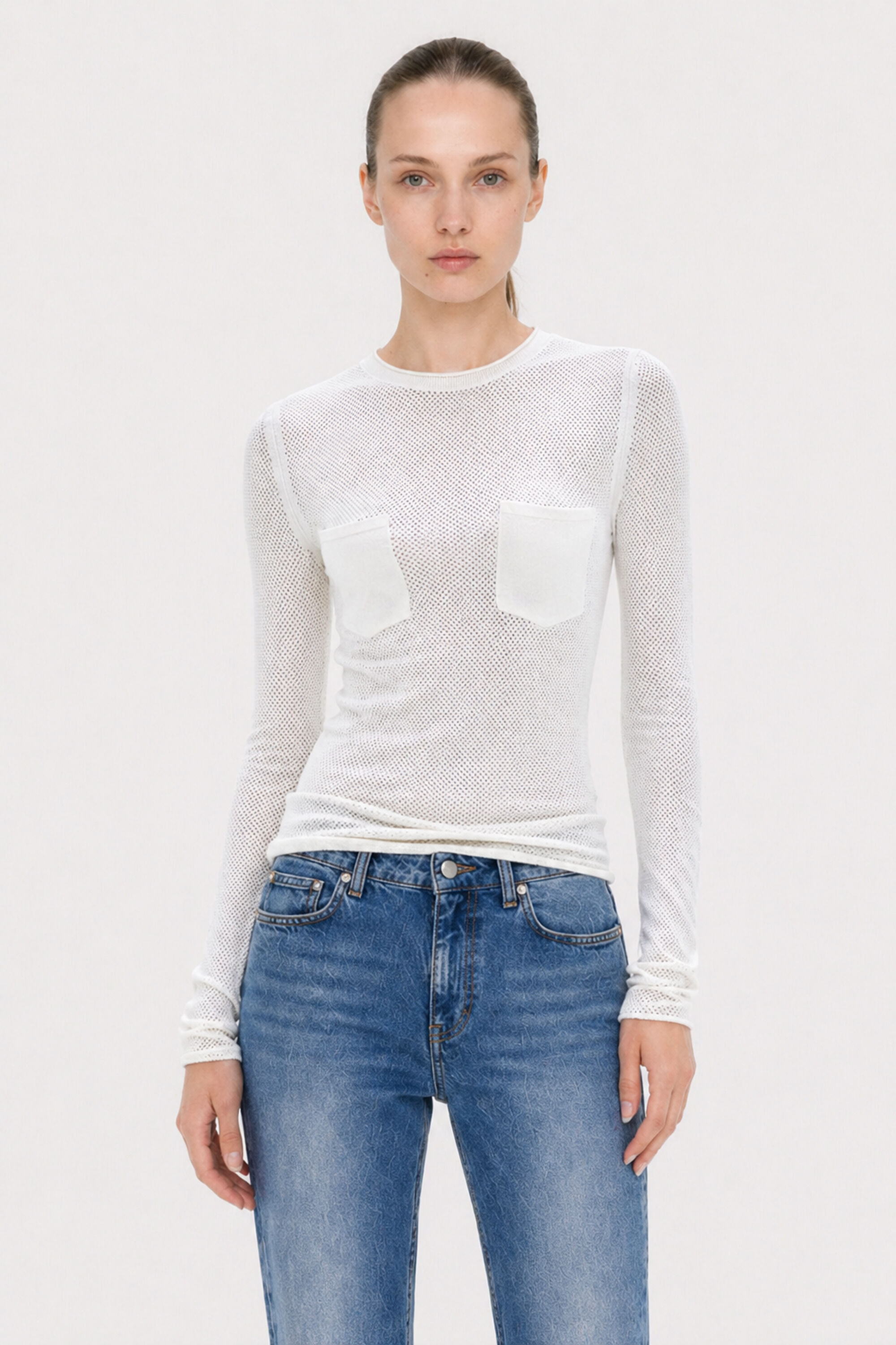 Mesh Pocket Top - Chalk White | FILIPPA K
