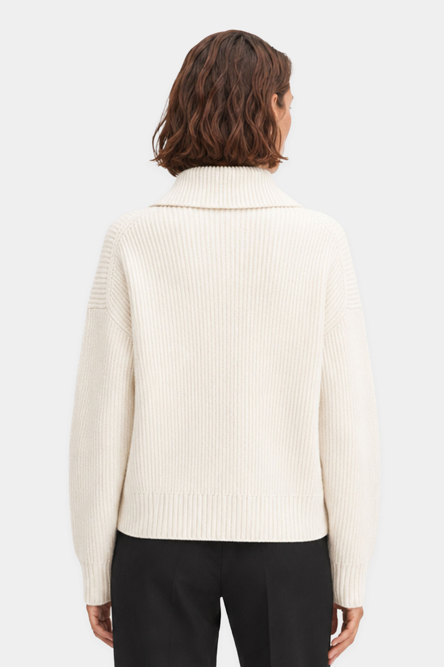 Ribbed Wool Half Zip Sweater