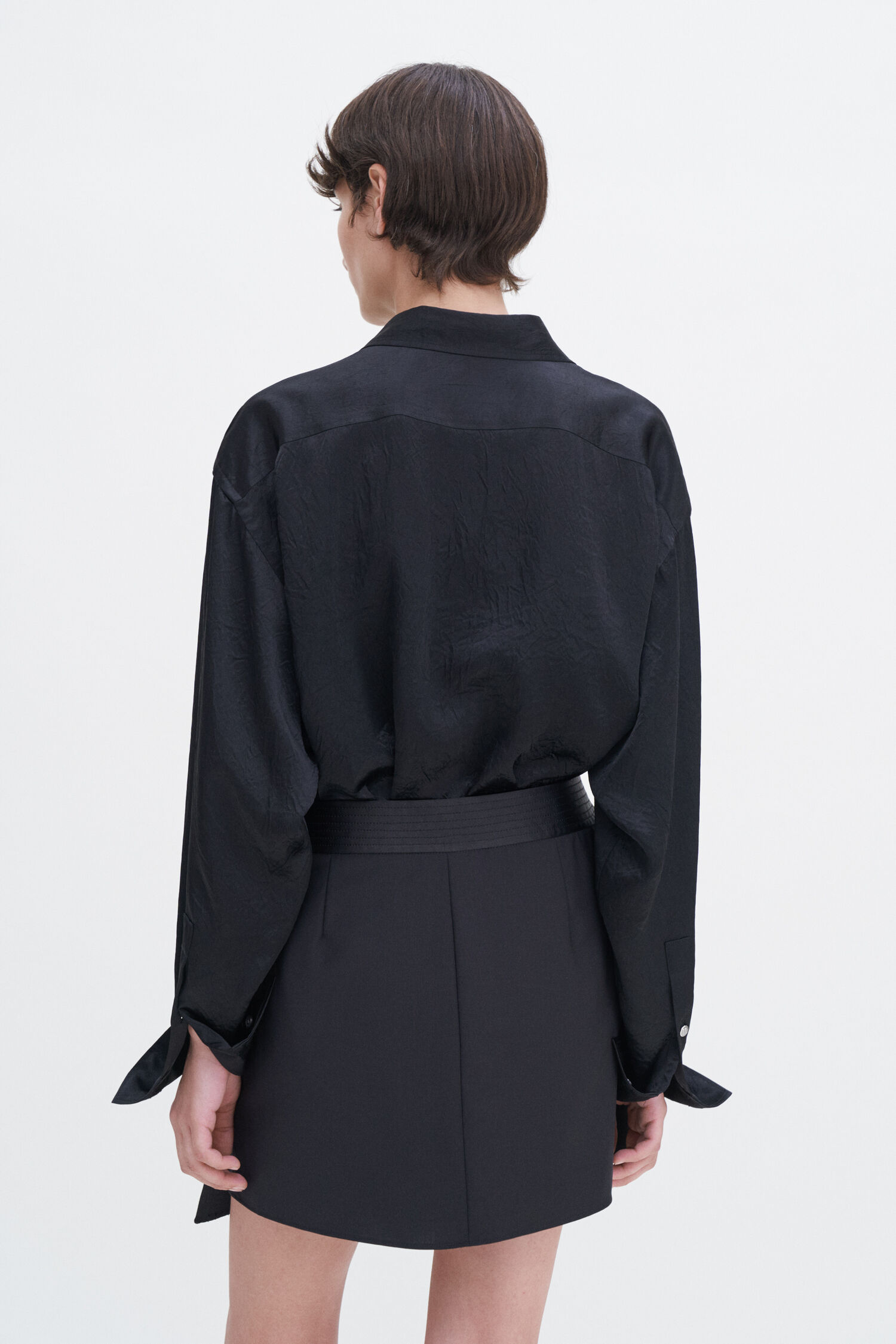 Belted Wool Wrap Skirt