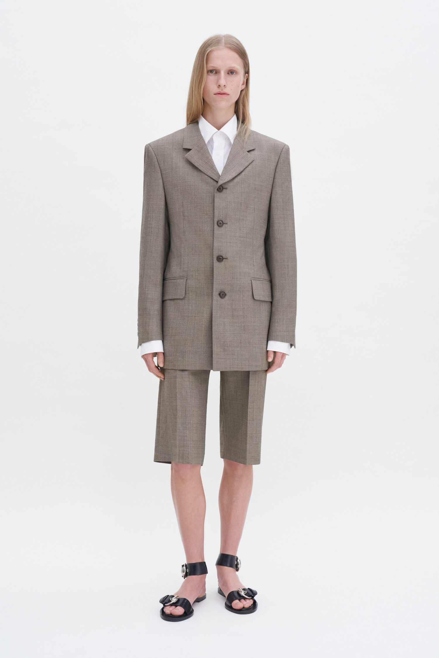 Wool Blend Single Breasted Bla