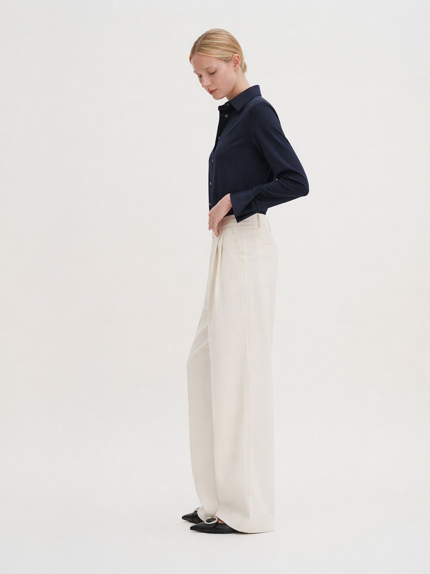 Pleated Pinstripe Trousers