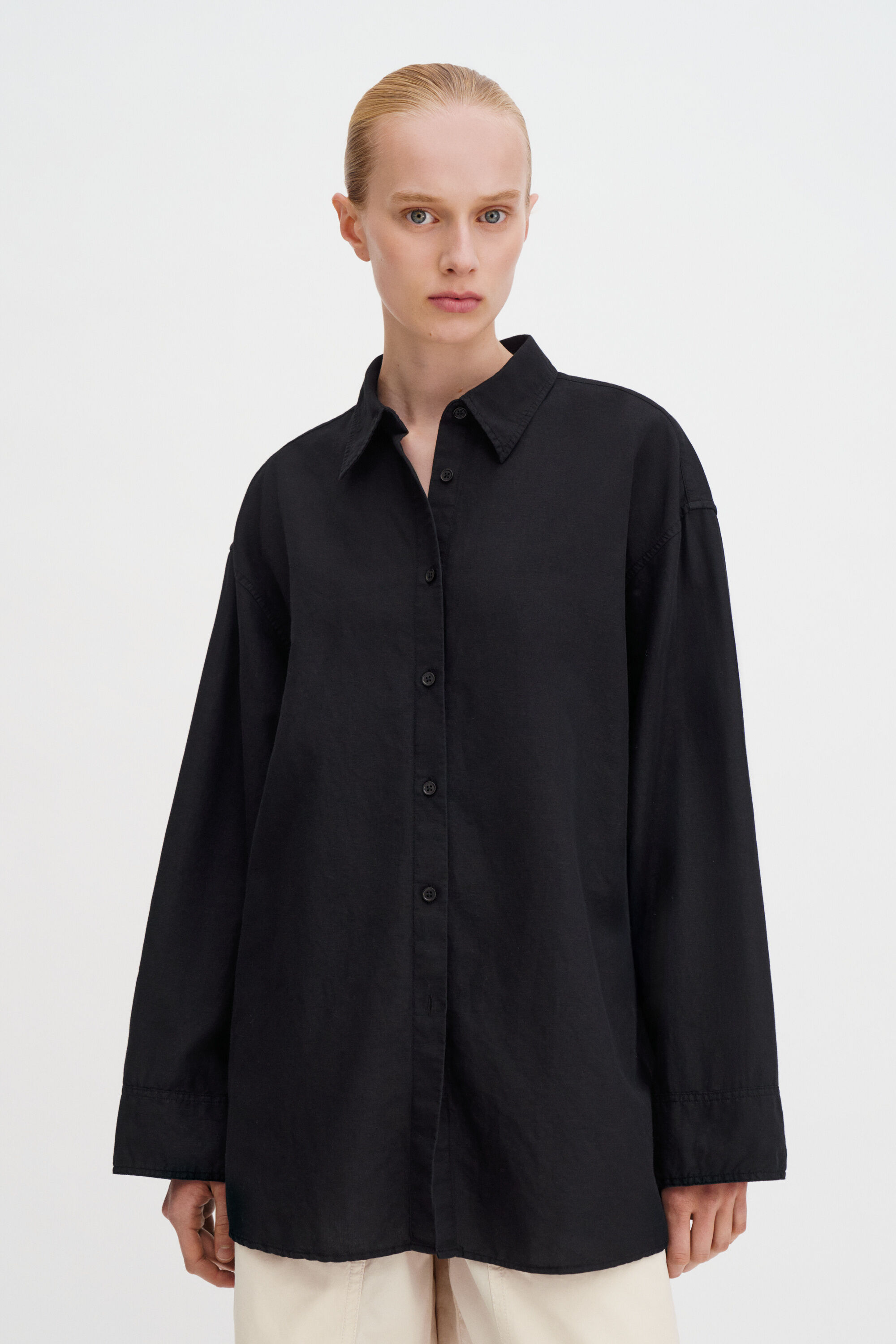 Sandie Linen Shirt - Black | FILIPPA K