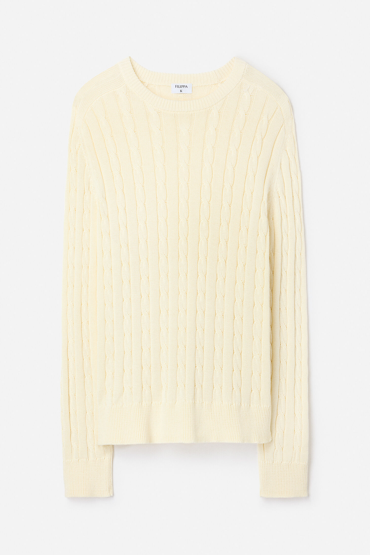 Braided Cotton Crewneck Sweater