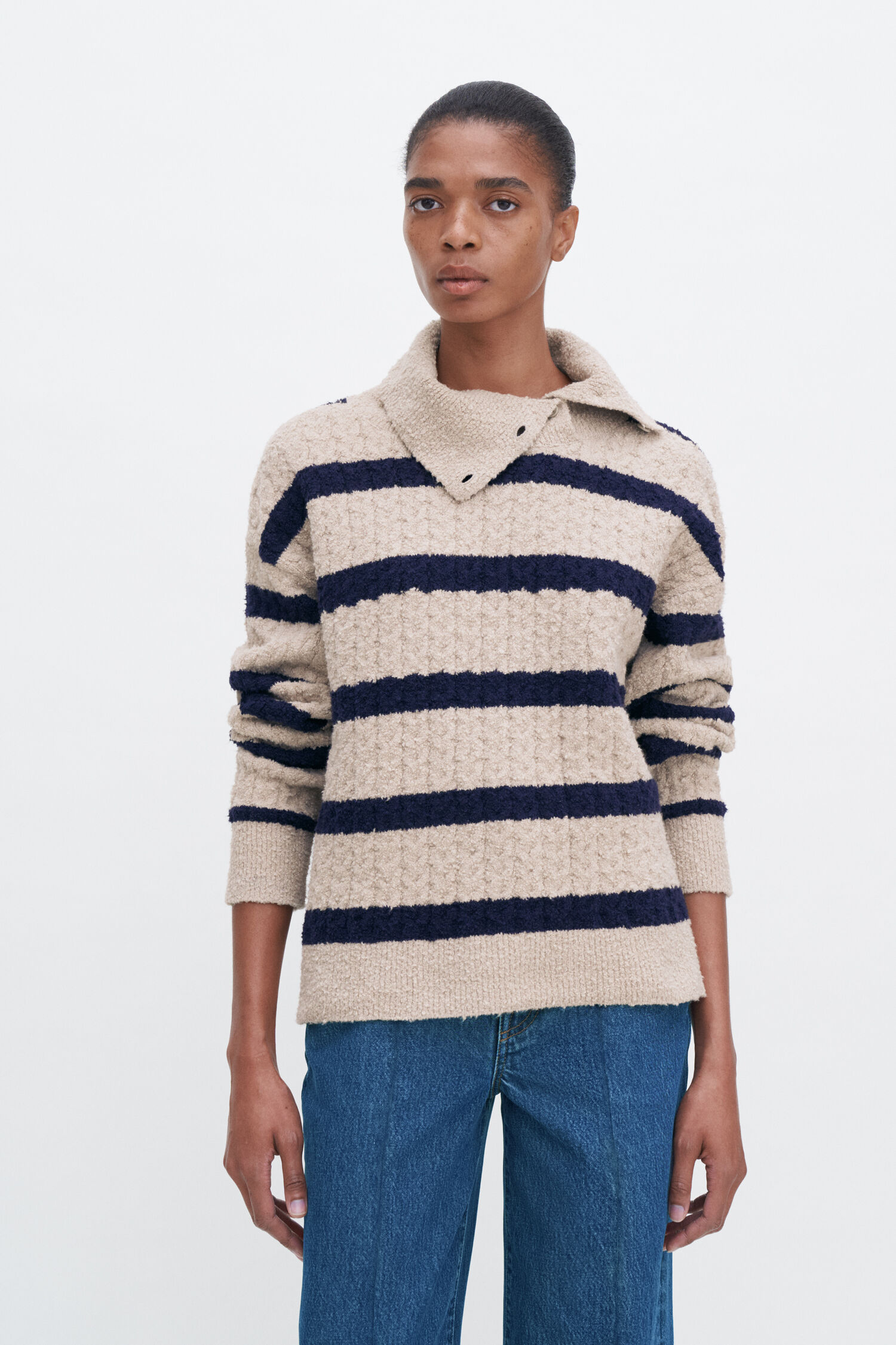 Striped Shawl Collar Sweater