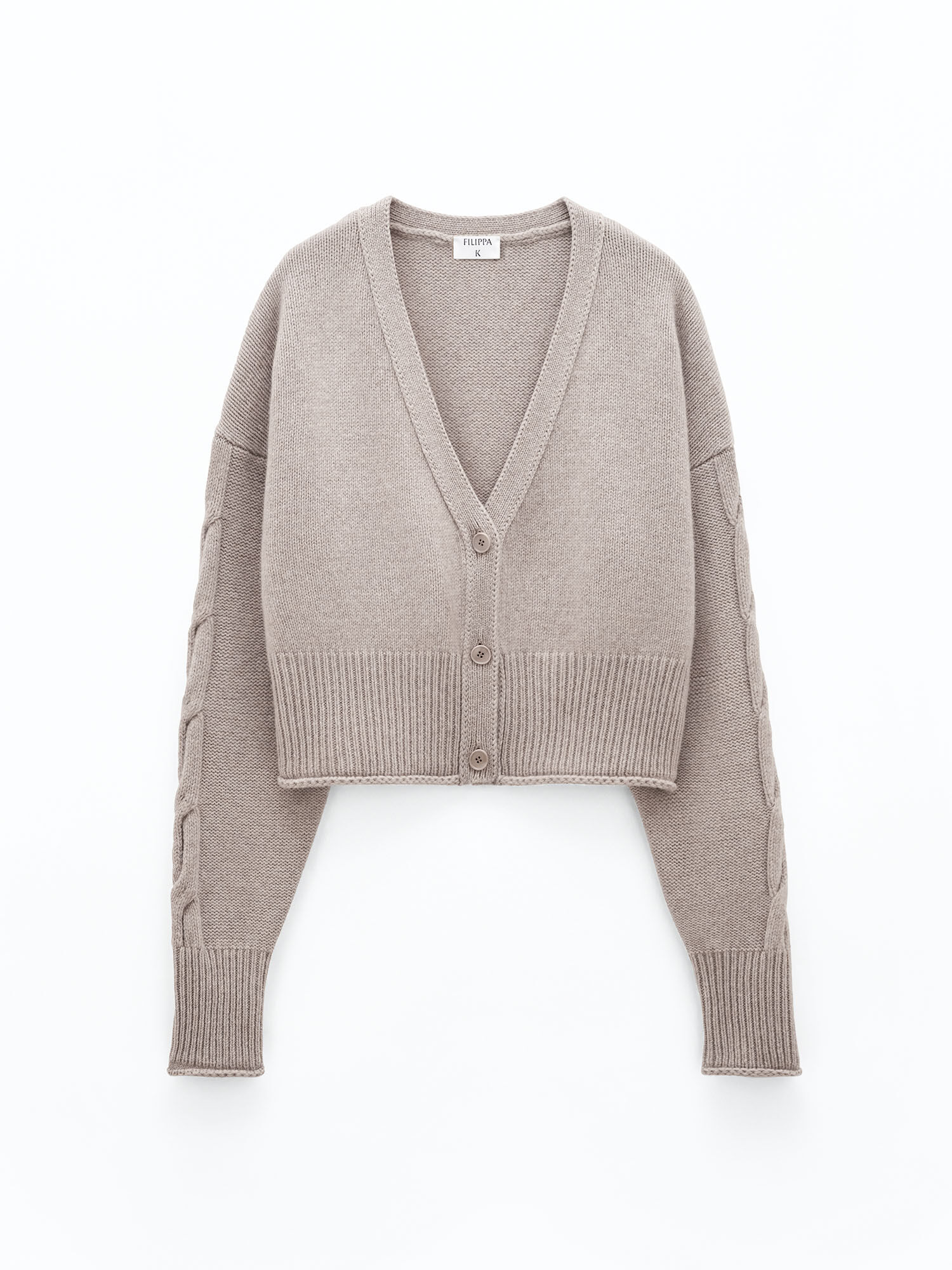 Cropped Braided Cardigan Beige Melange Filippa K