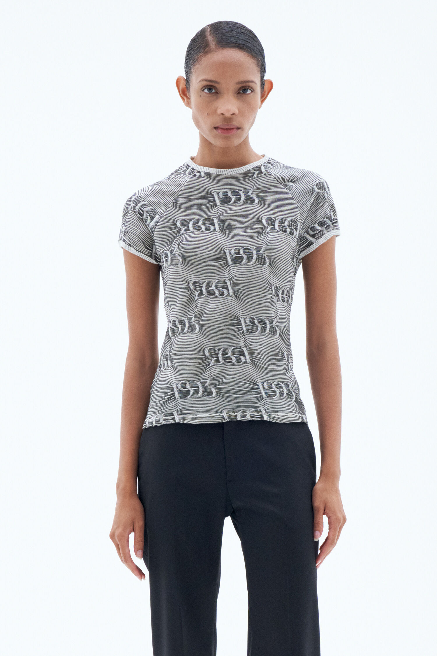 Jacquard Cap Sleeve Tee