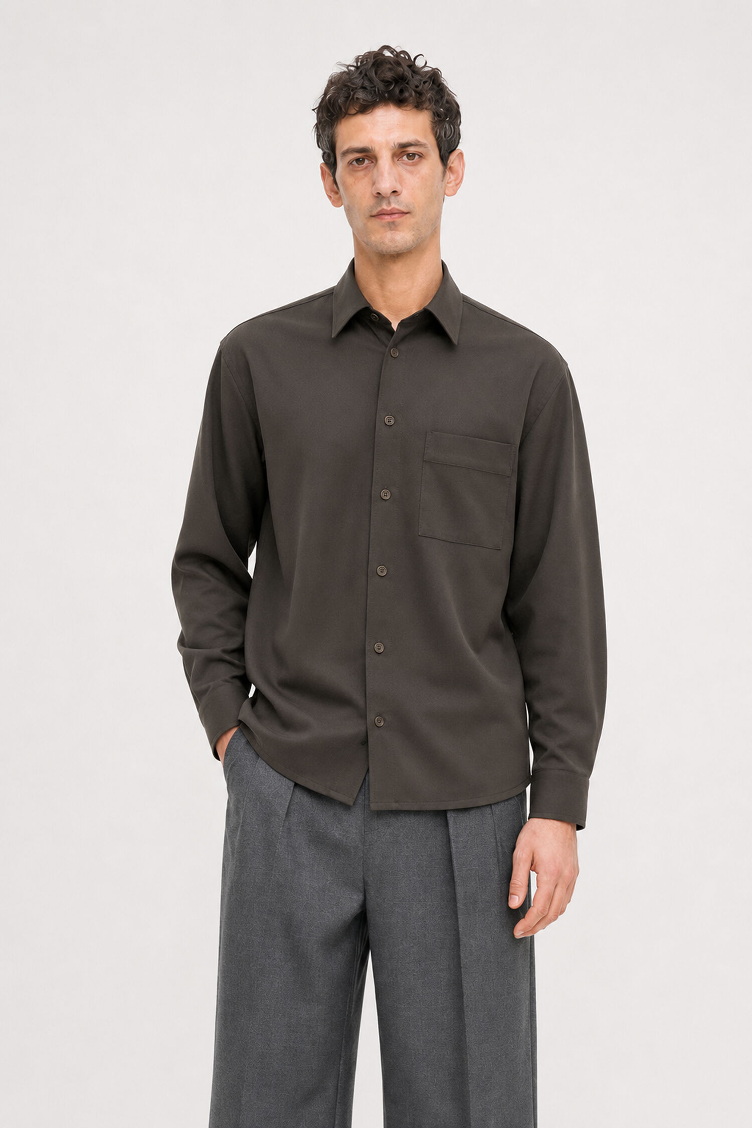 Boxy Wool Twill Shirt