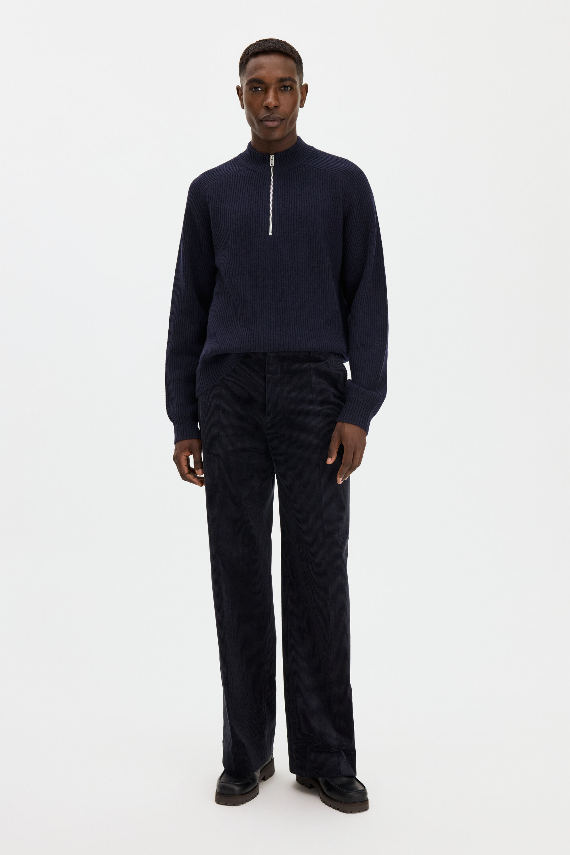 Wool Half Zip Sweater - Navy | FILIPPA K