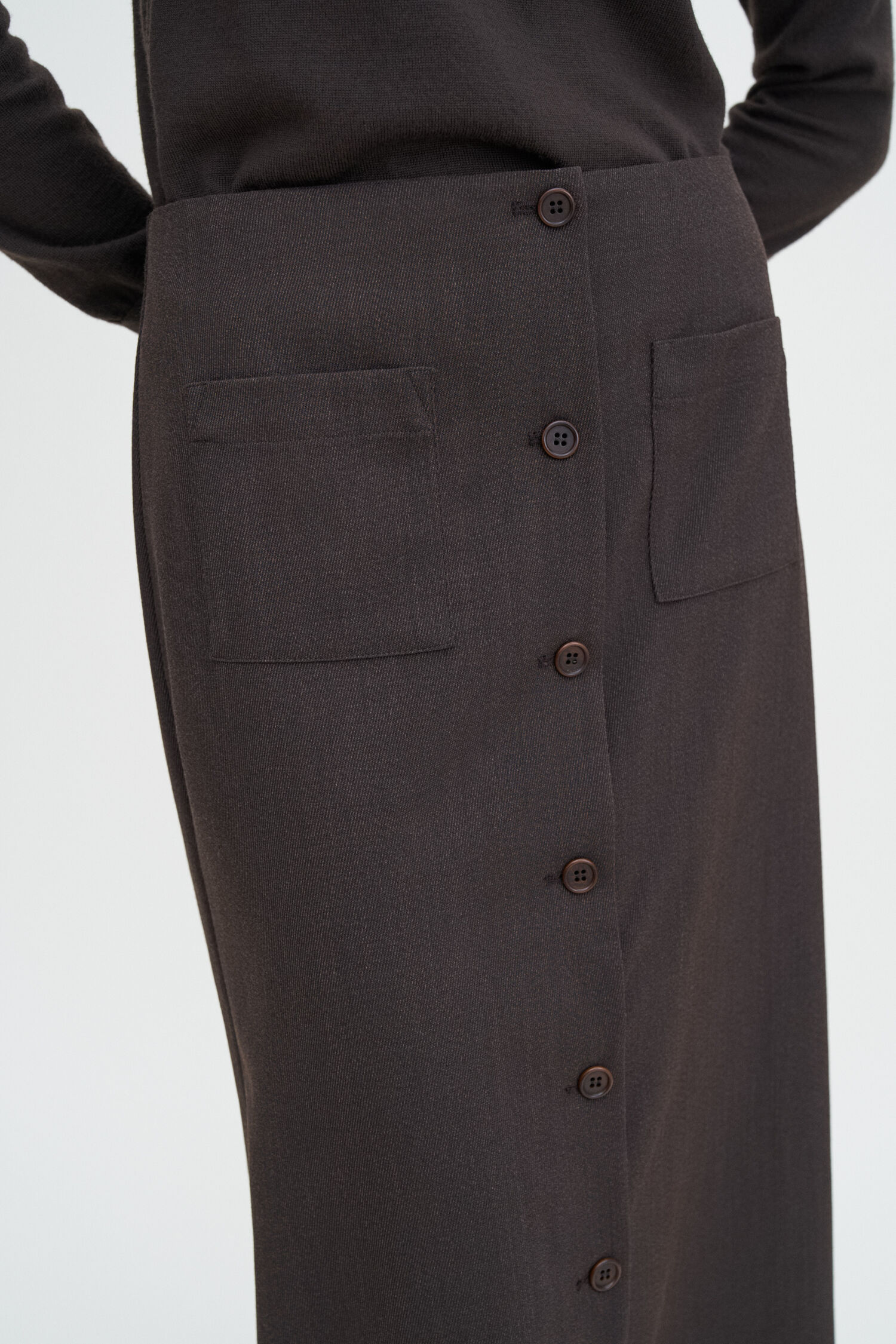 Buttoned Pencil Skirt
