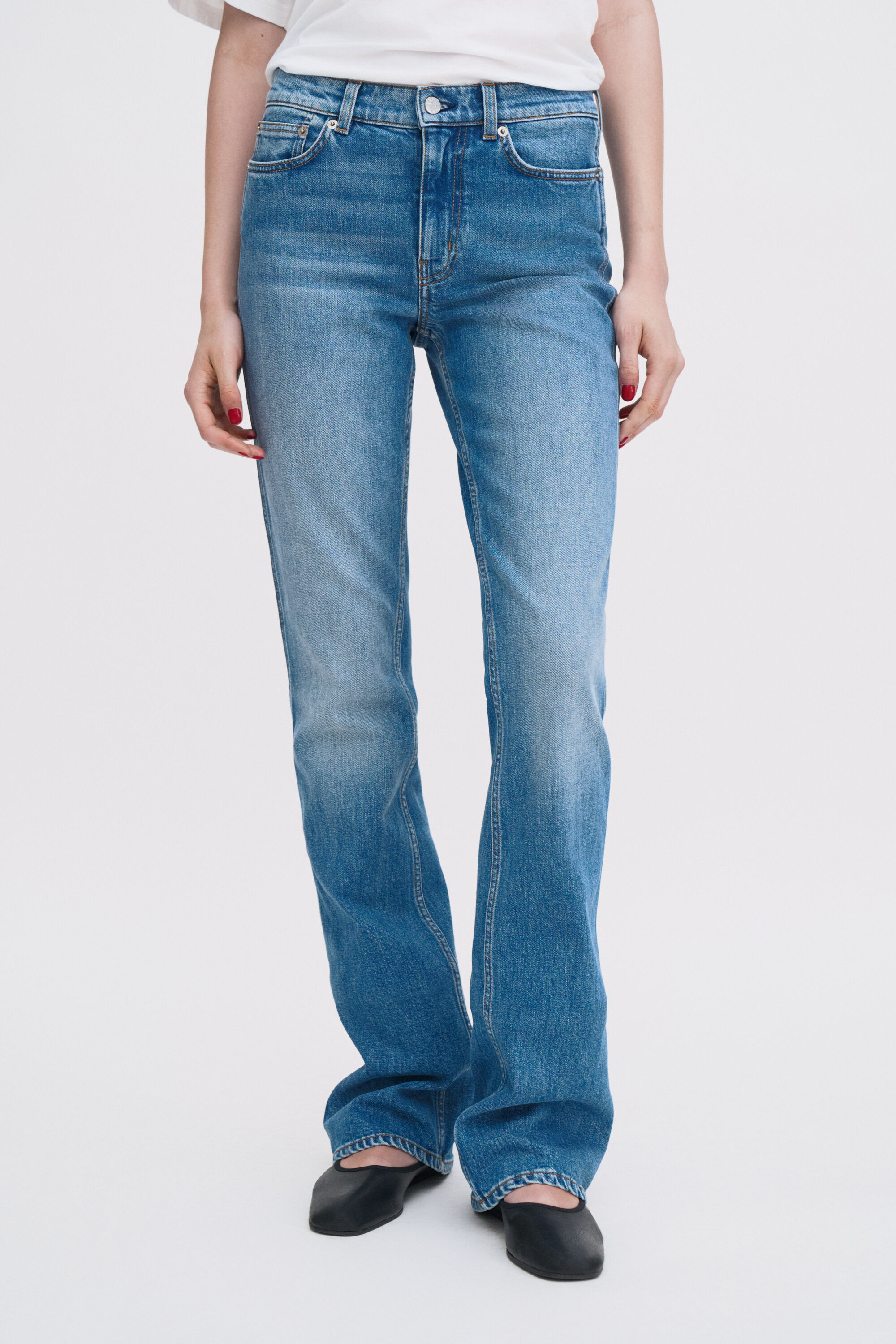 Stacked Bootcut Jeans - Washed Mid Blue | FILIPPA K