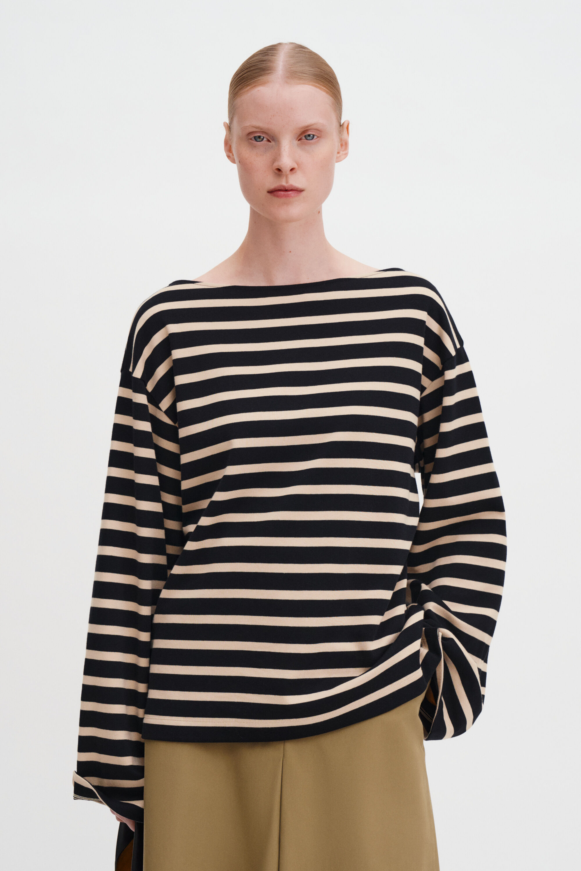 Cotton Mariner Top - Black/Pearl Beige | FILIPPA K