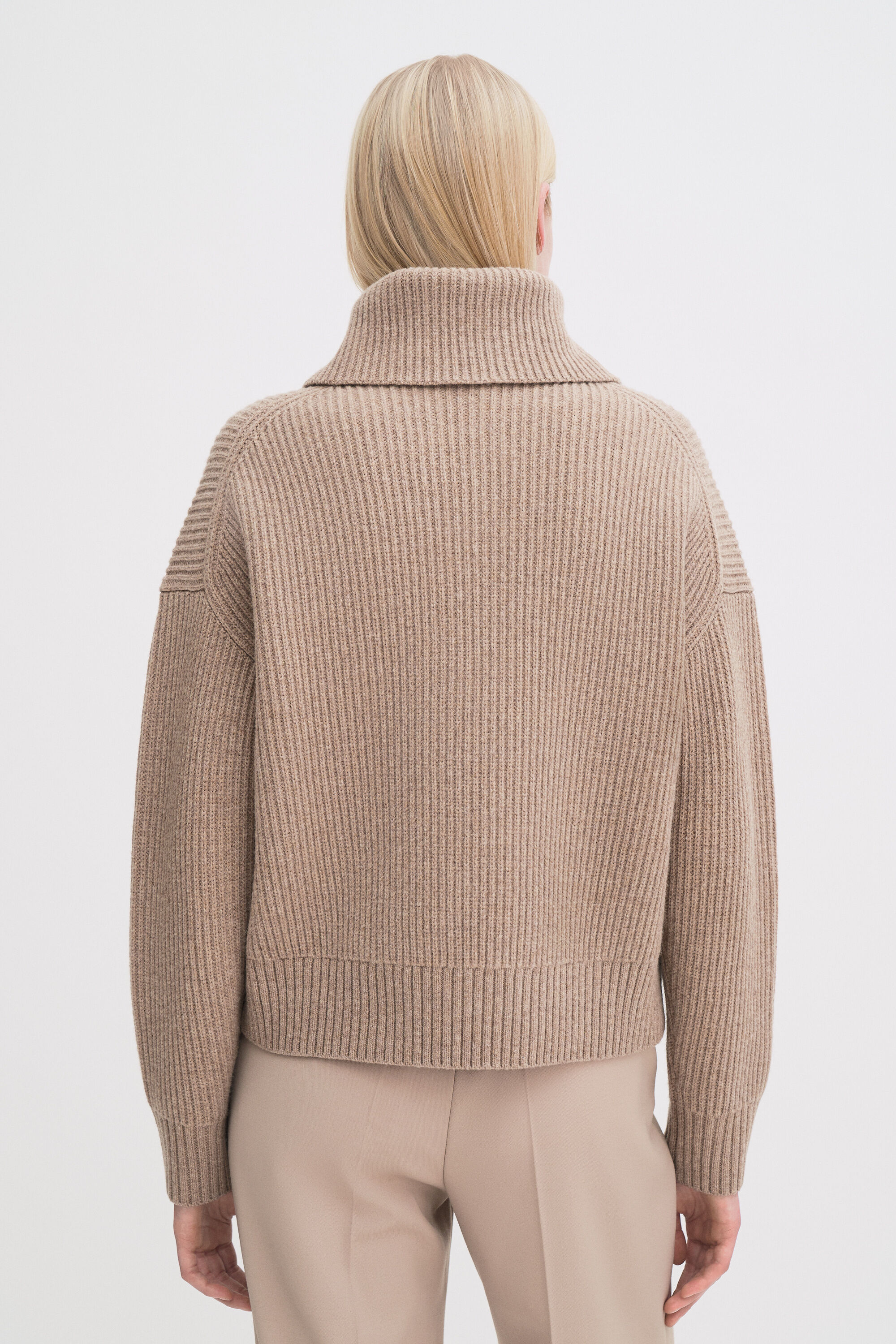 Ribbed Wool Half Zip Sweater - Sandstone | FILIPPA K