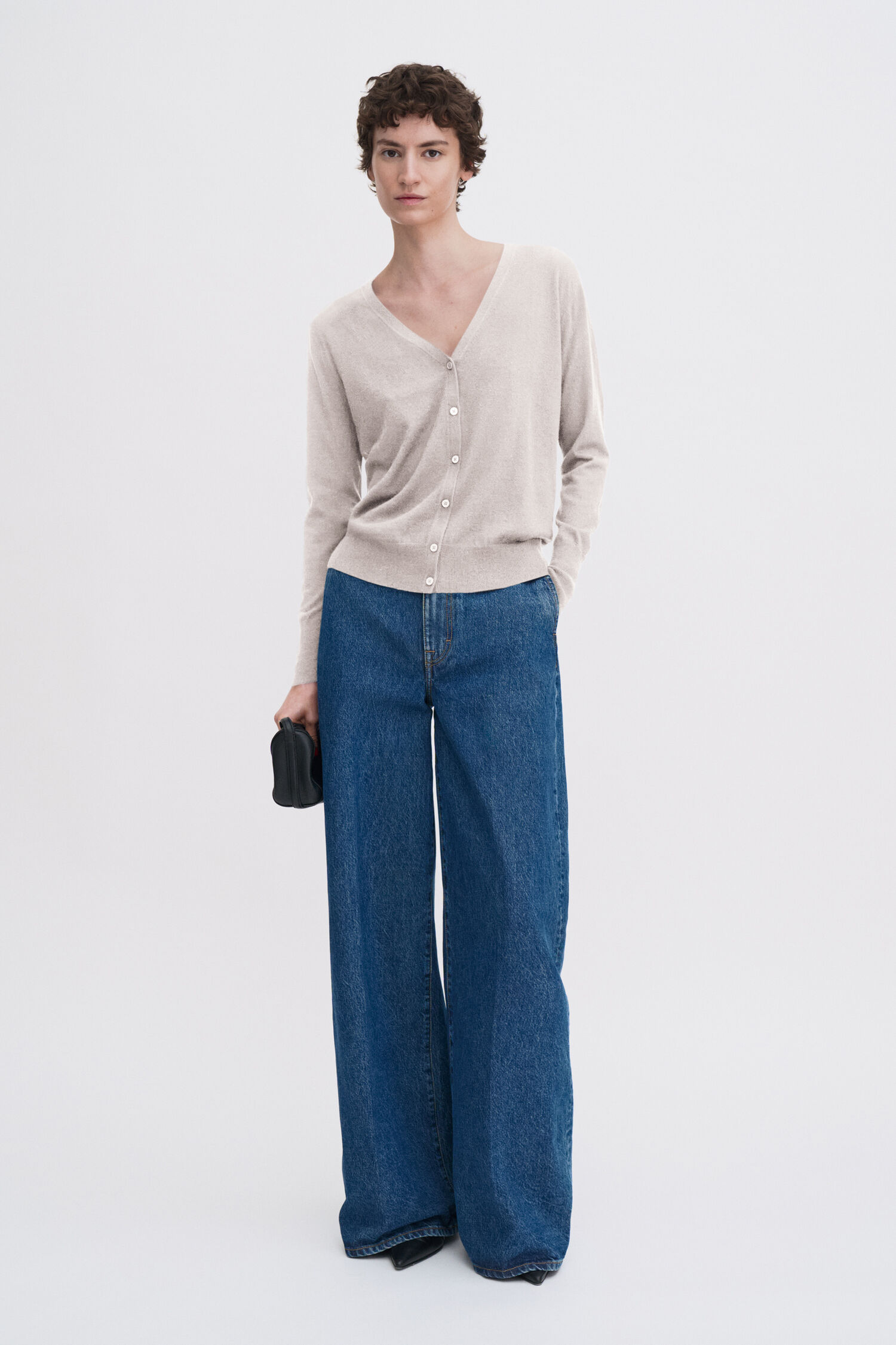 Silk Mix V-Neck Cardigan