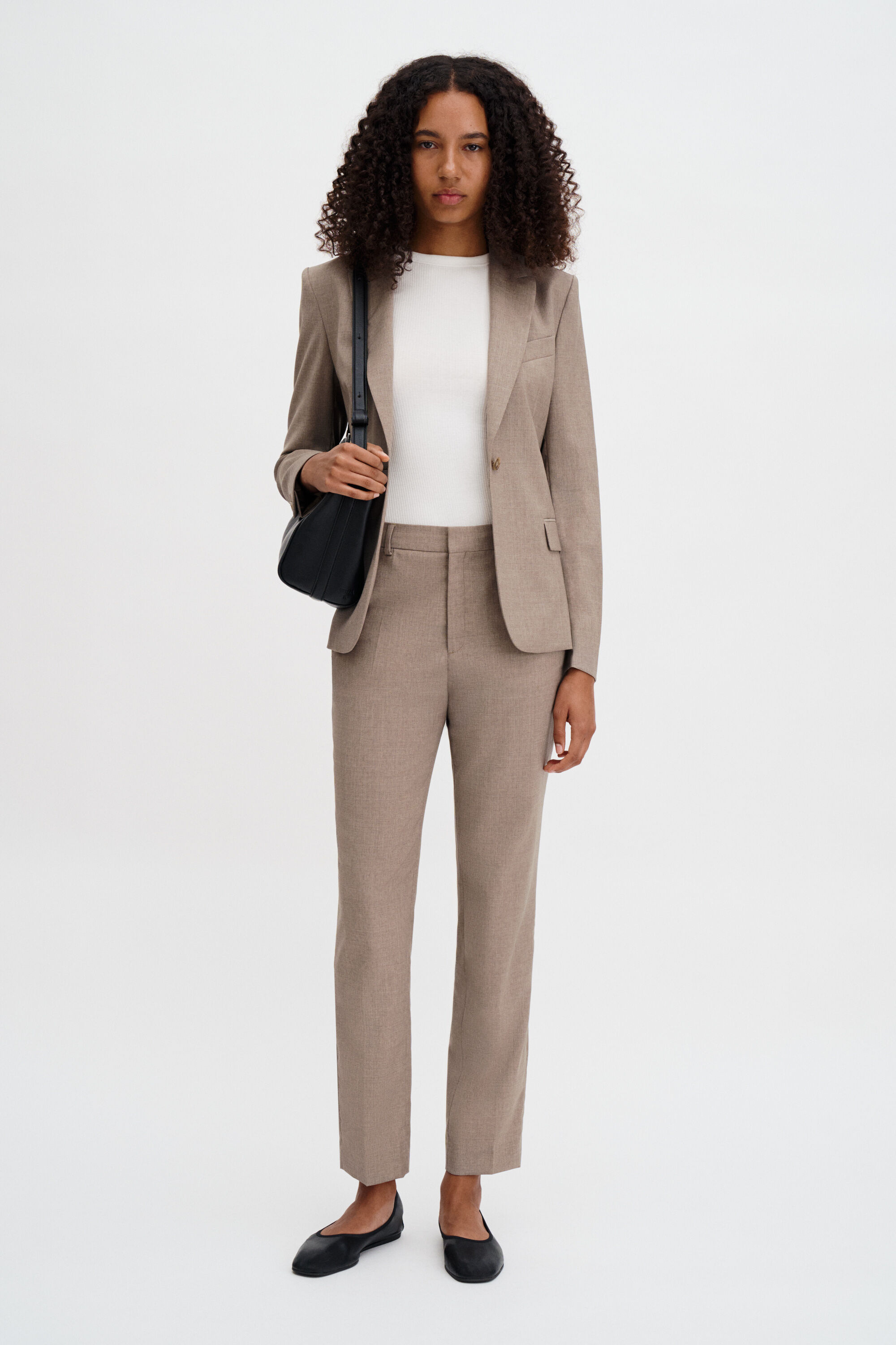 Emma Cropped Cool Wool Trouser - Faded Khaki | FILIPPA K