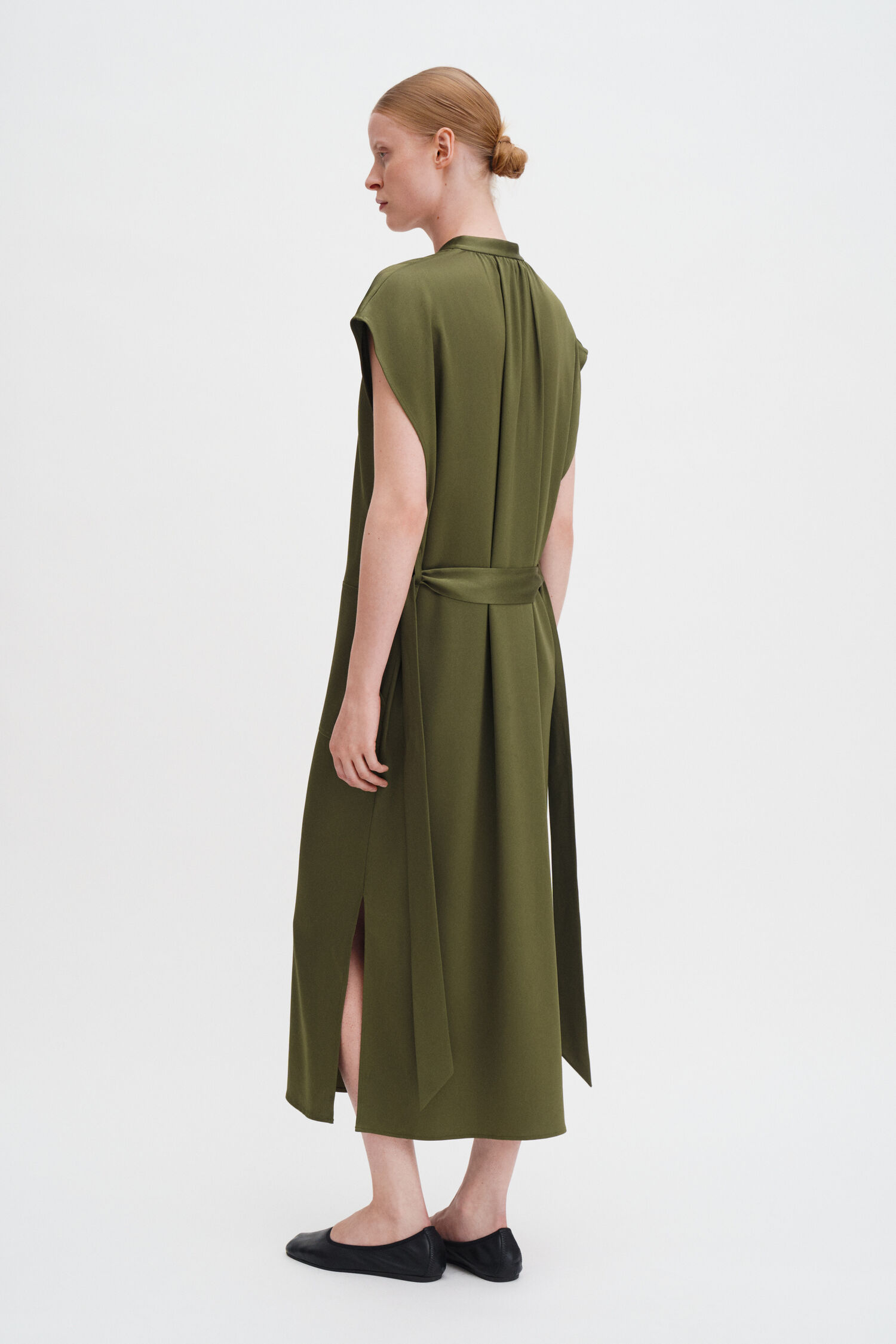 Belted Stand Collar Dress