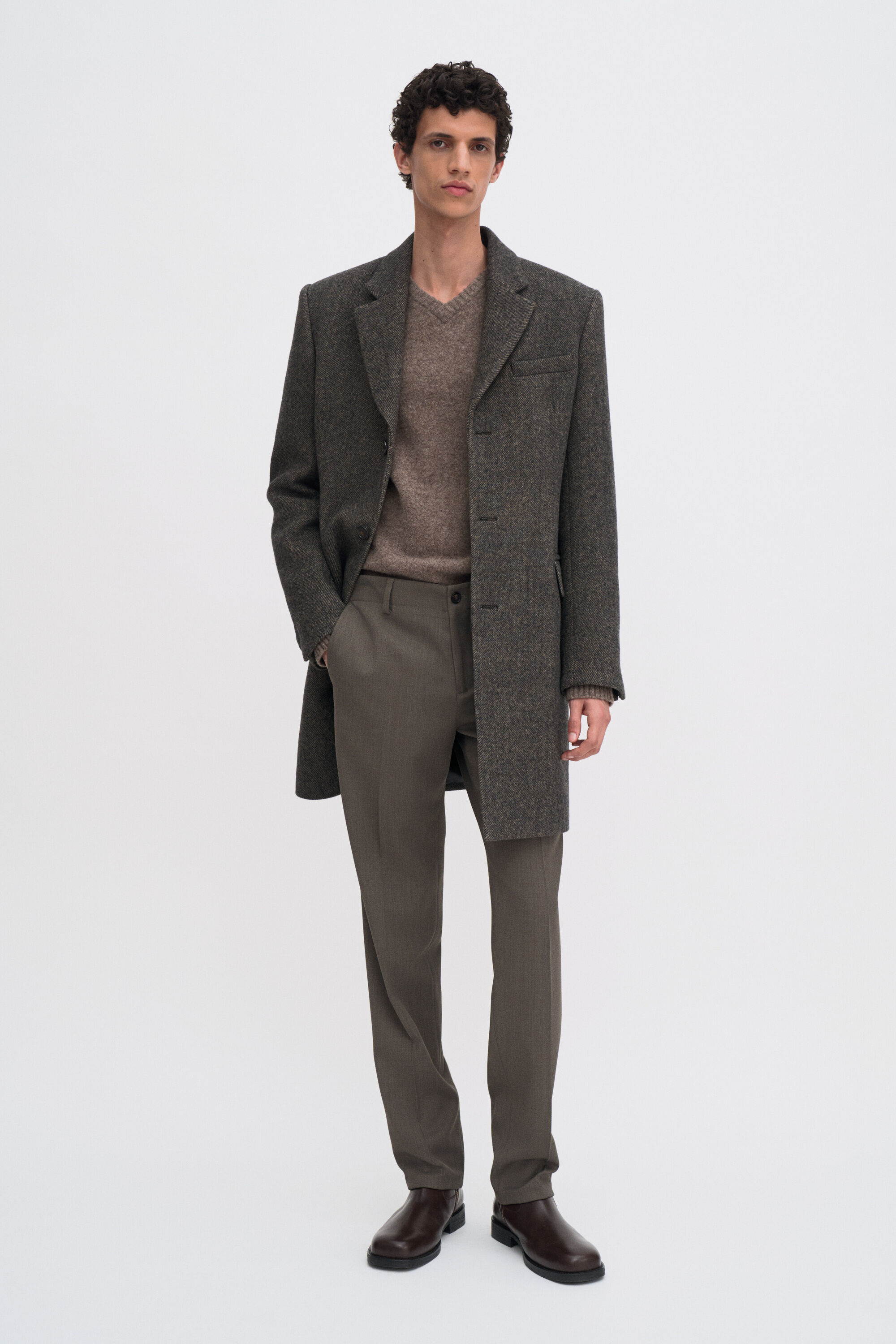 Yak Wool V- Neck Sweater - Driftwood | FILIPPA K