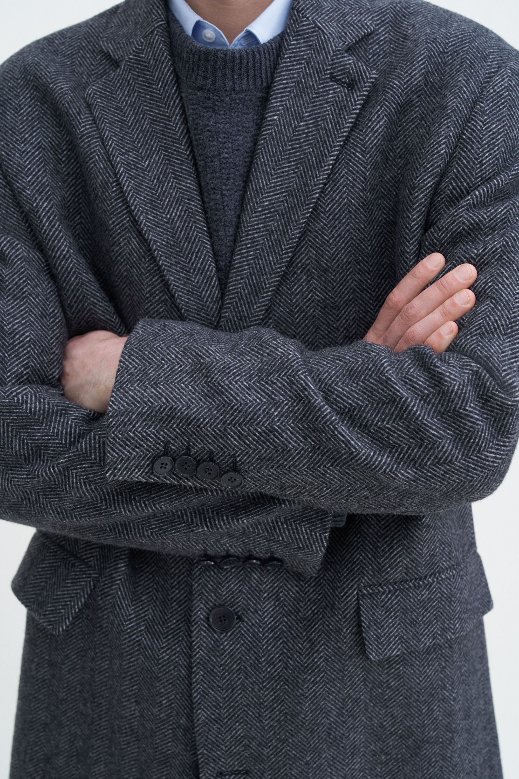 Grey crombie coat outlet