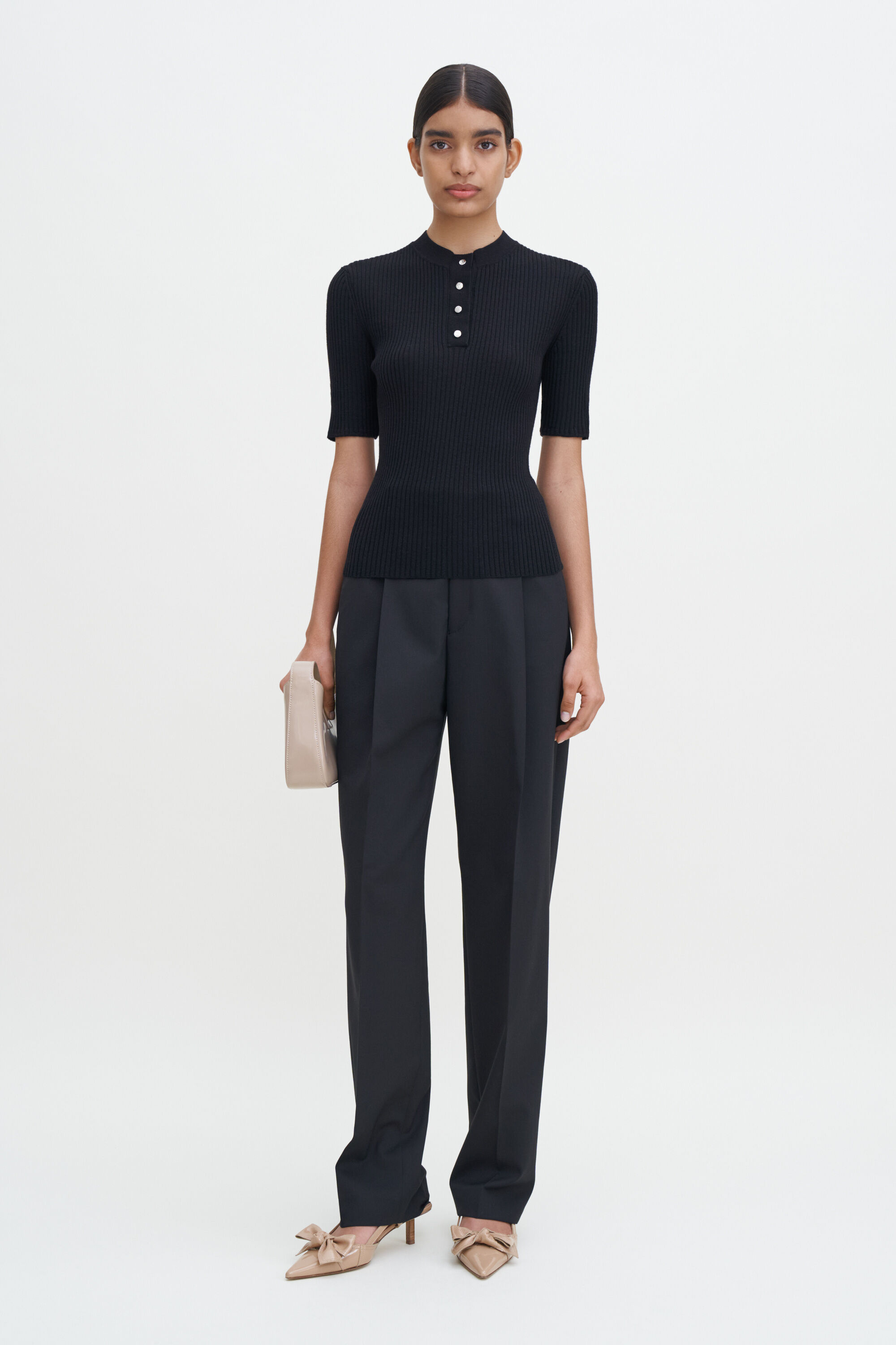 Buttoned Knit Top - Black | Filippa K