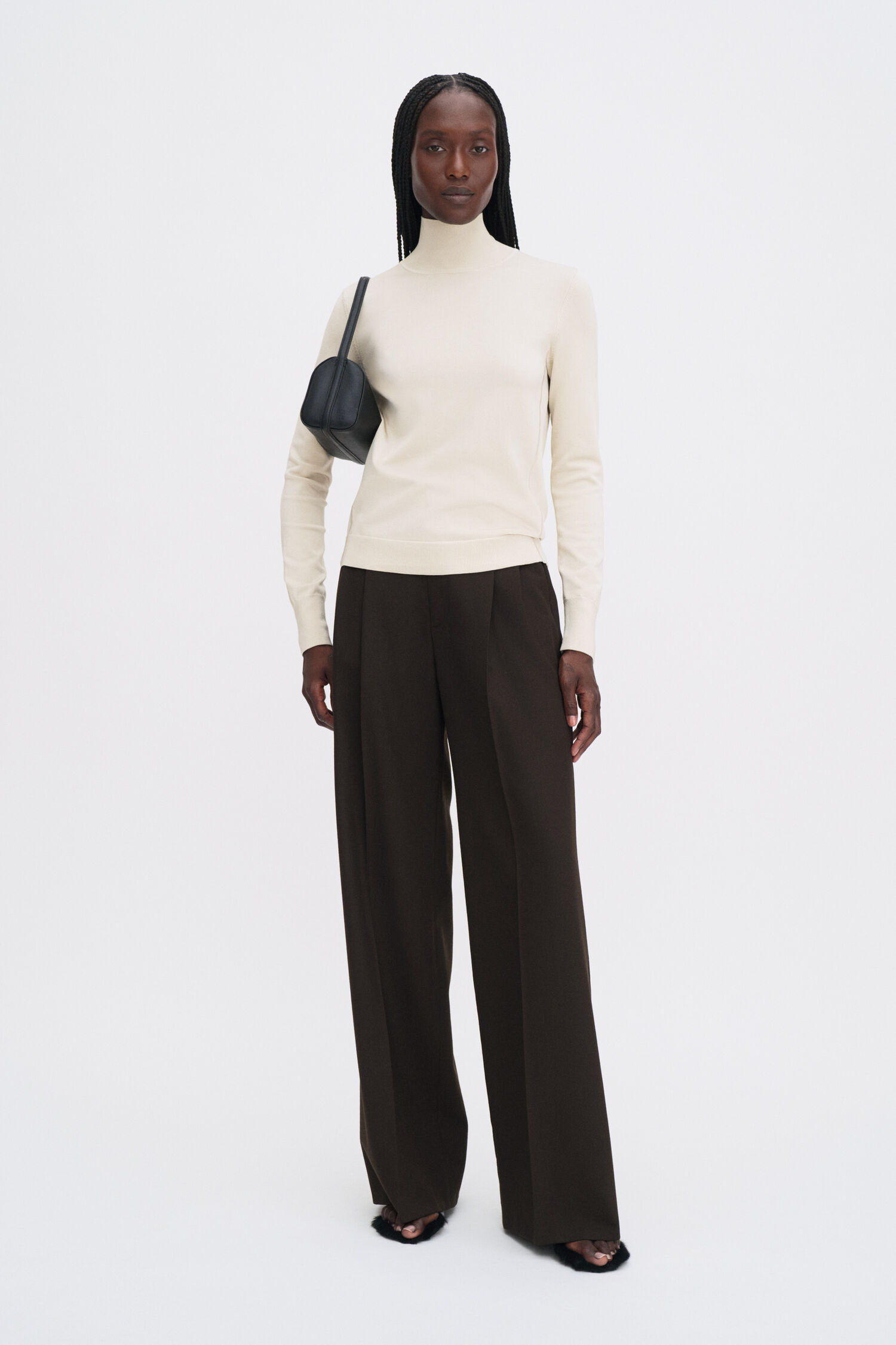 Glossy Knit Turtleneck Sweater