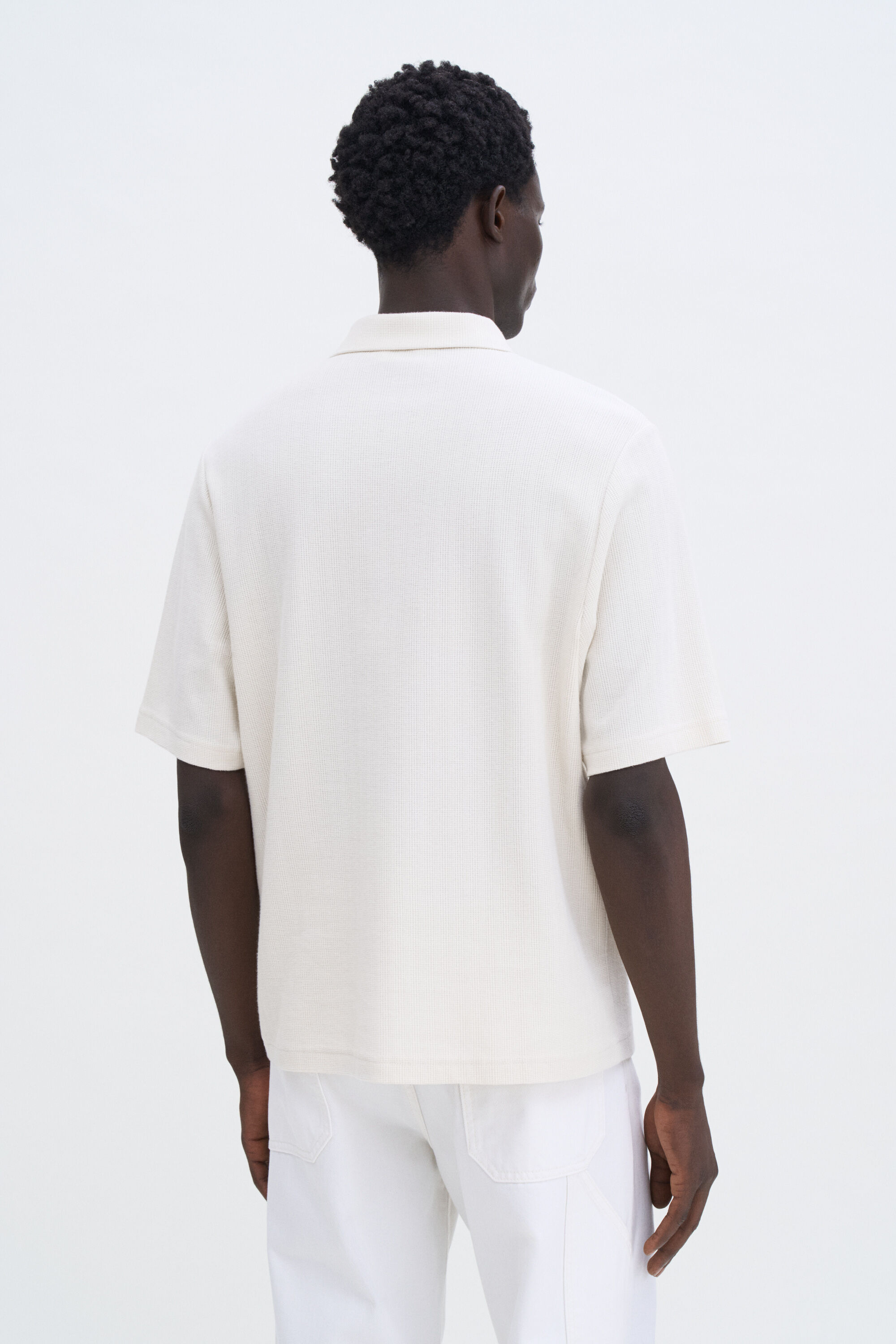 Cotton Jersey Polo Shirt - Cream White | FILIPPA K