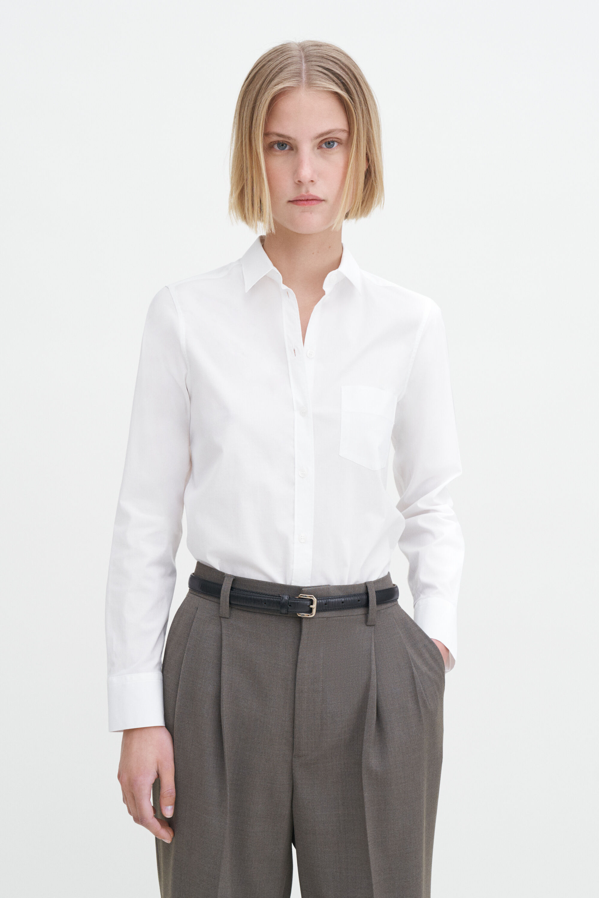White stretch shirt womens best sale