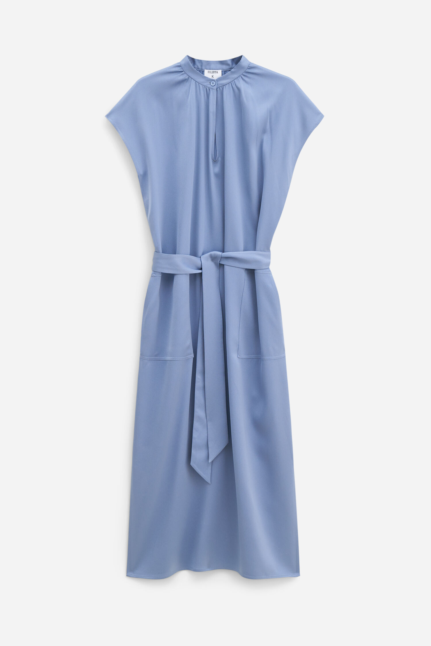 Belted Stand Collar Dress