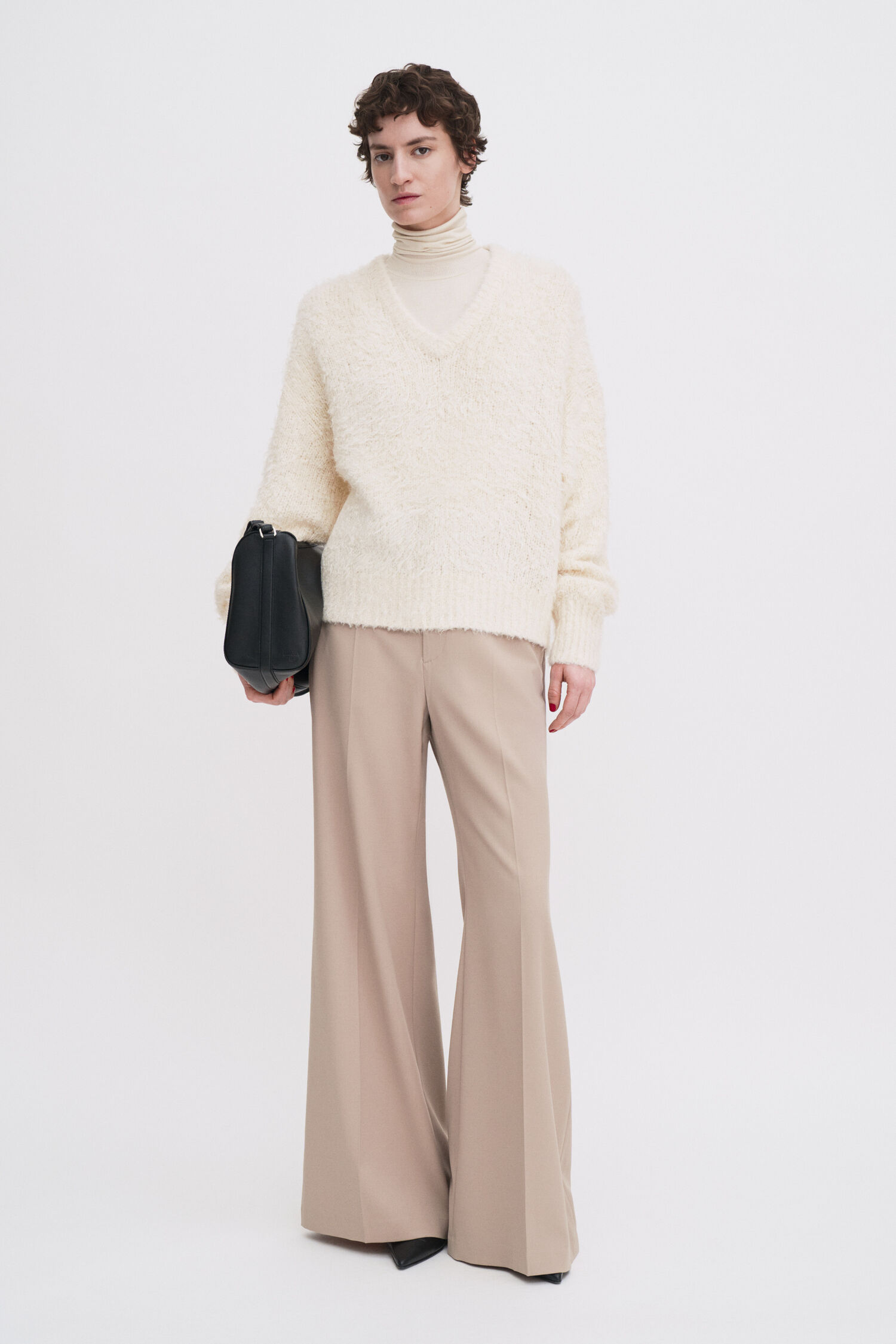 Fluffy Silk V-Neck Sweater