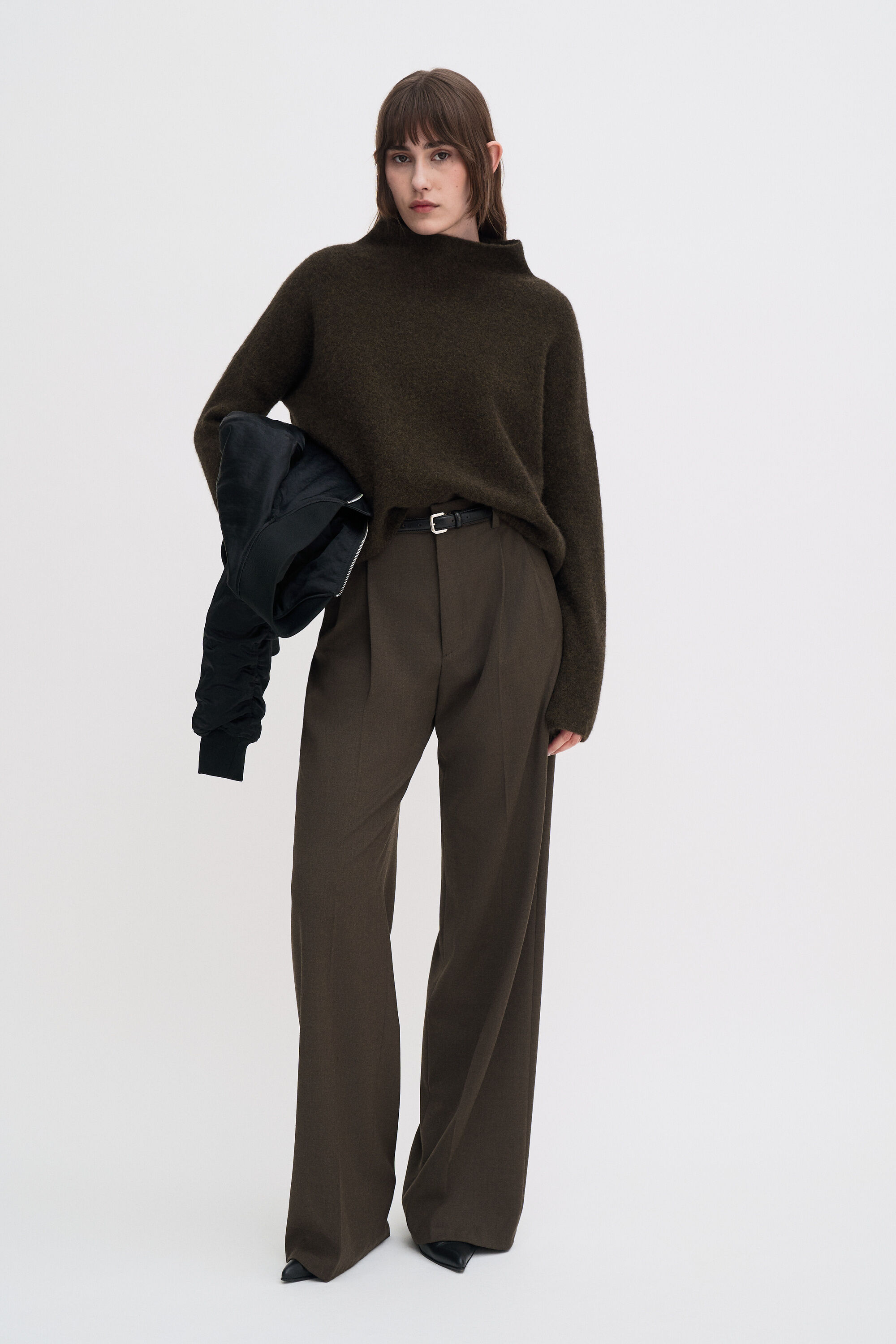 Mika Yak Funnelneck Sweater - Dark Khaki Green | FILIPPA K