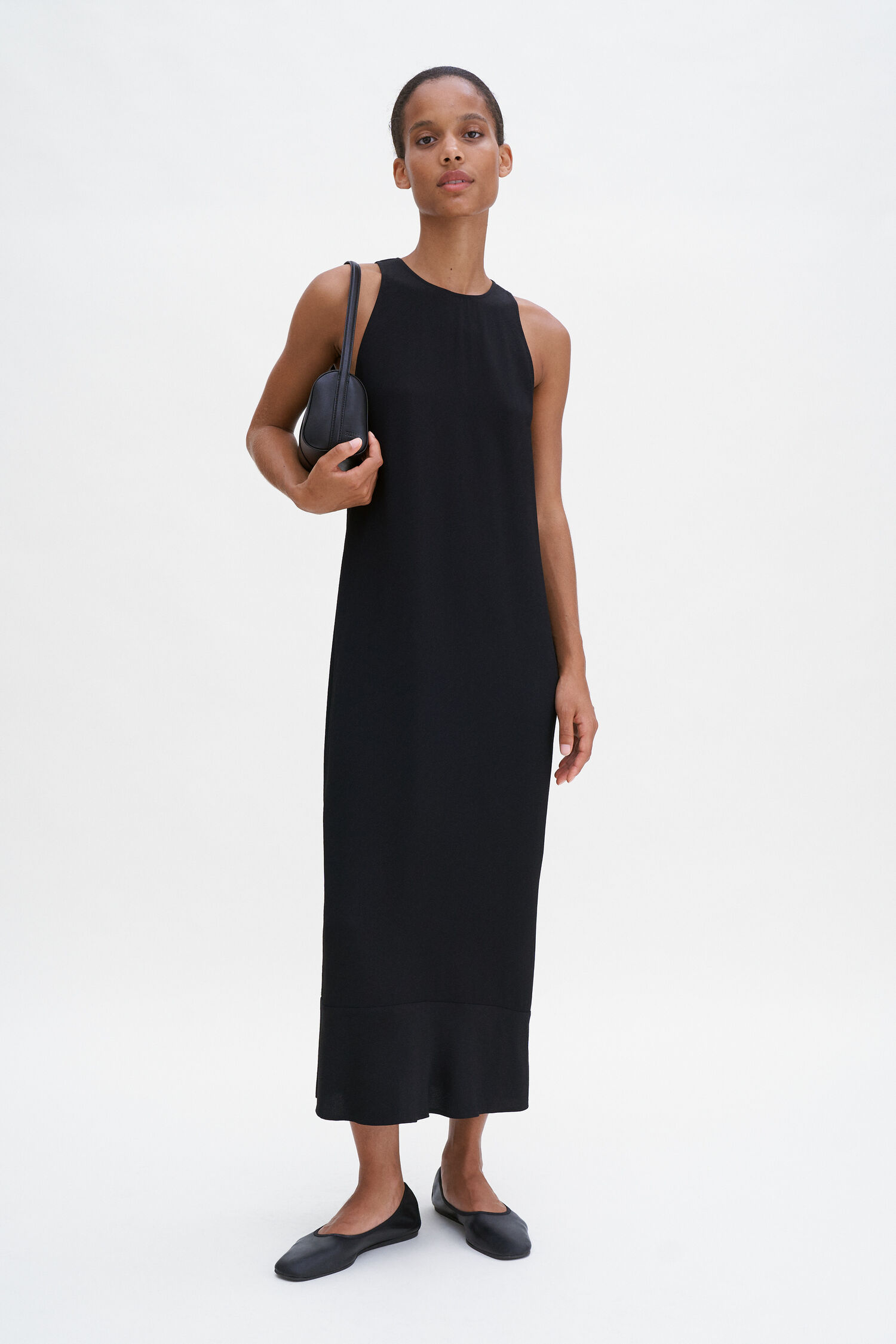 Draped Twill Tank Dress