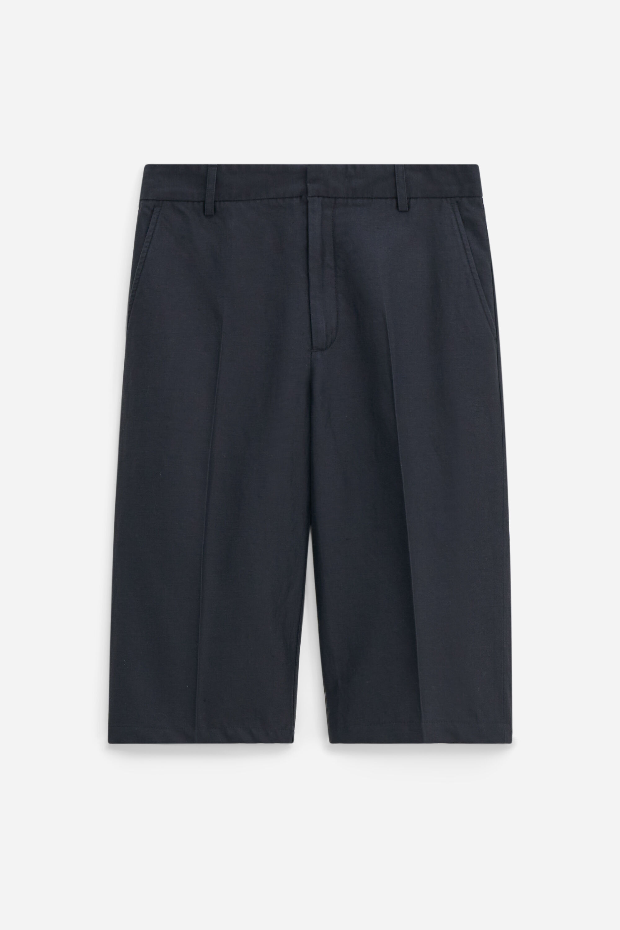 Straight Cotton Linen Shorts - Black | FILIPPA K