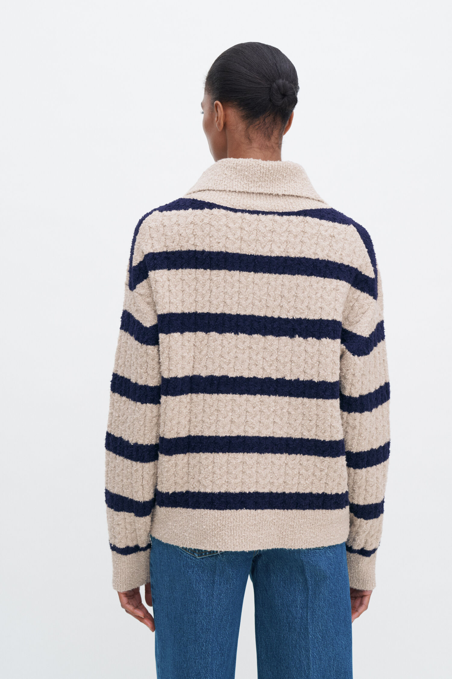 Striped Shawl Collar Sweater