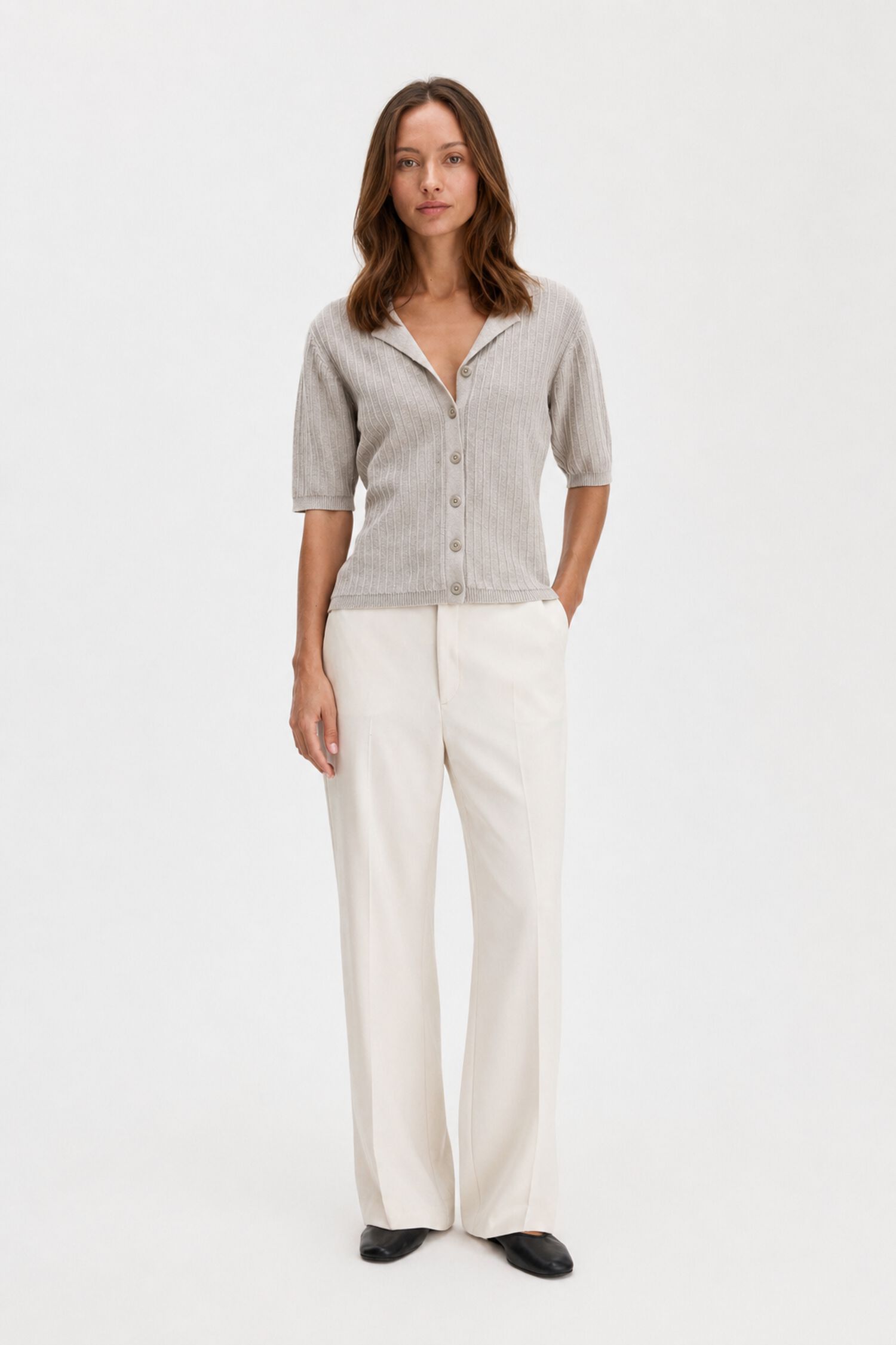 Shortsleeve Collar Cardigan