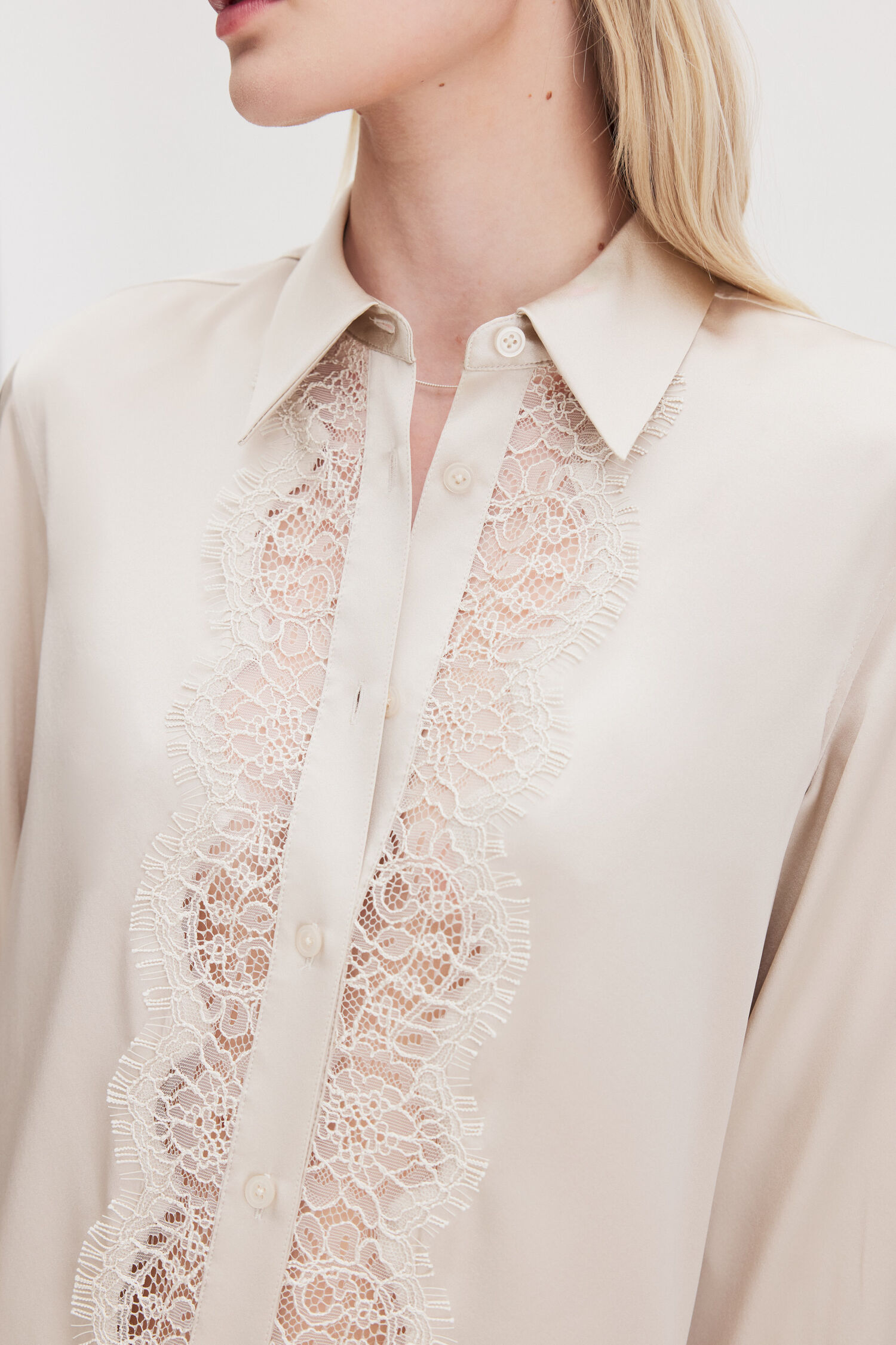 Vertical Lace Detail Shirt