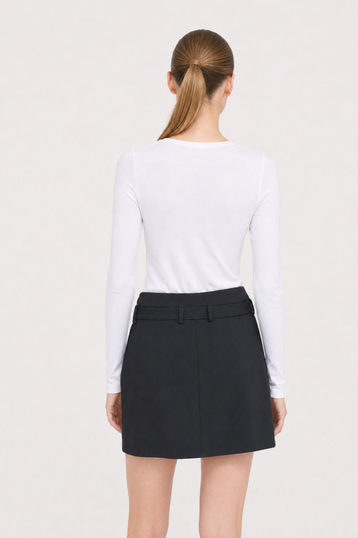 Wool Mini Belt Skirt 