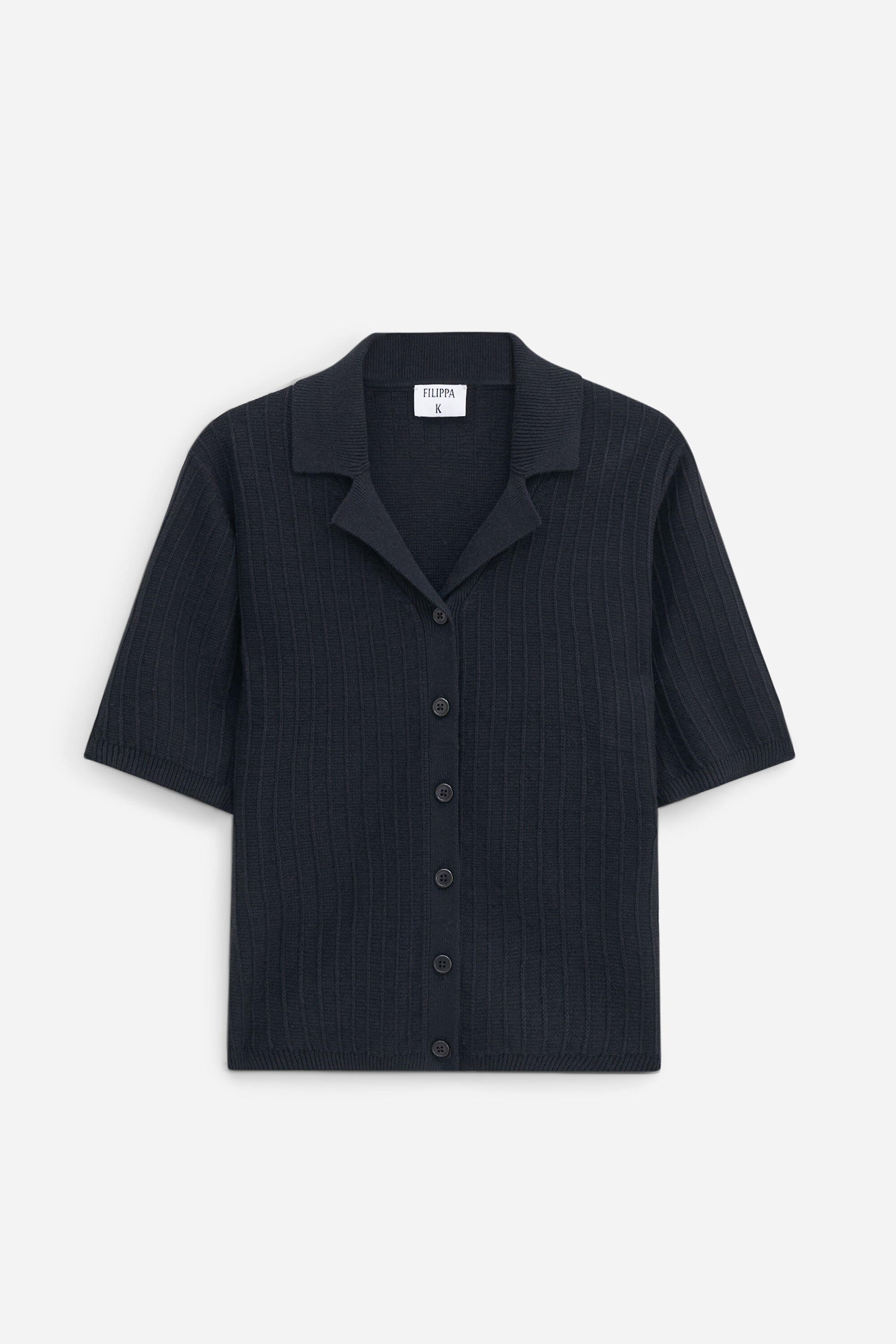 Shortsleeve Collar Cardigan - Black | FILIPPA K