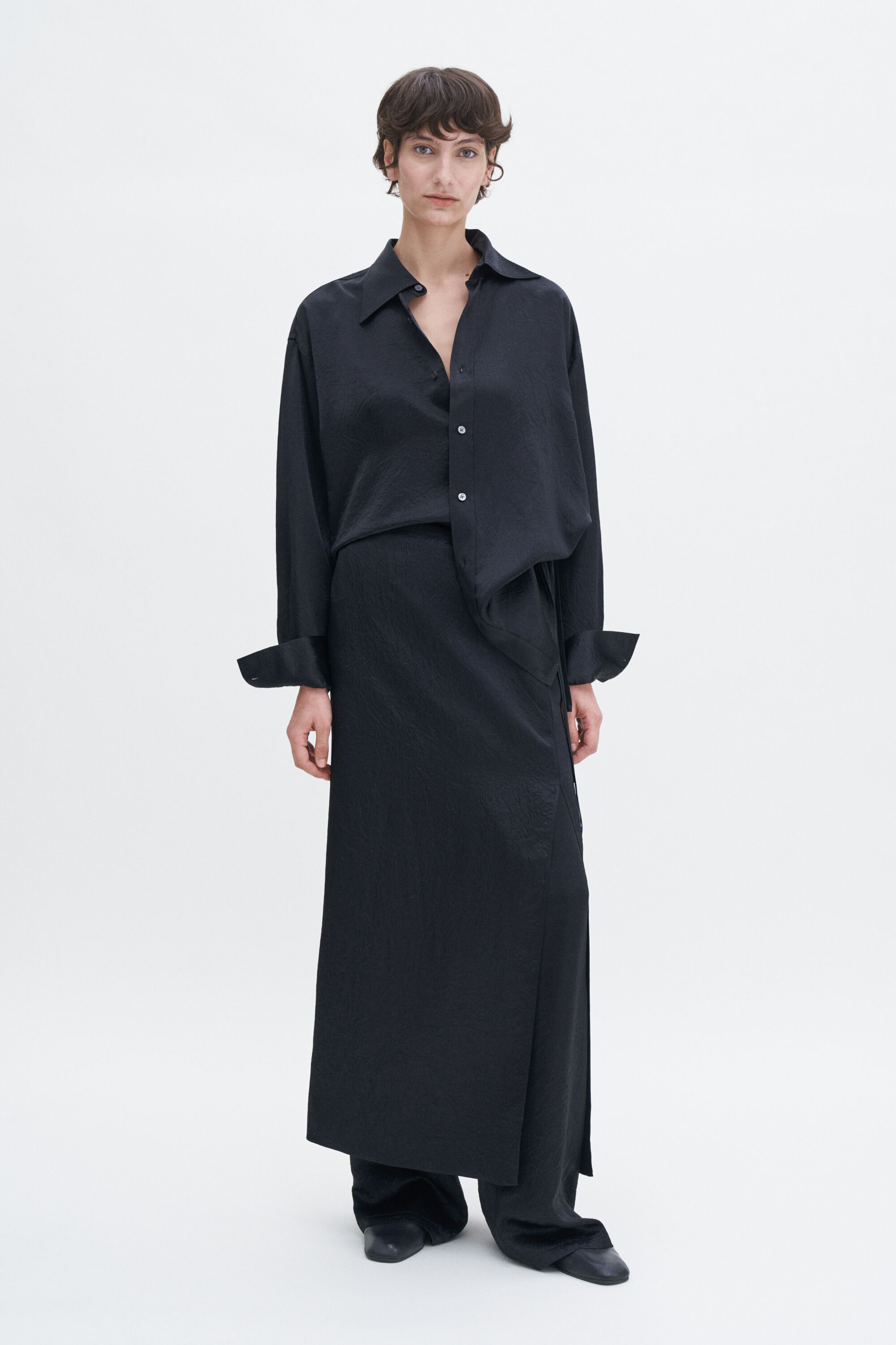 Crinkle Shirt - Black | Filippa K