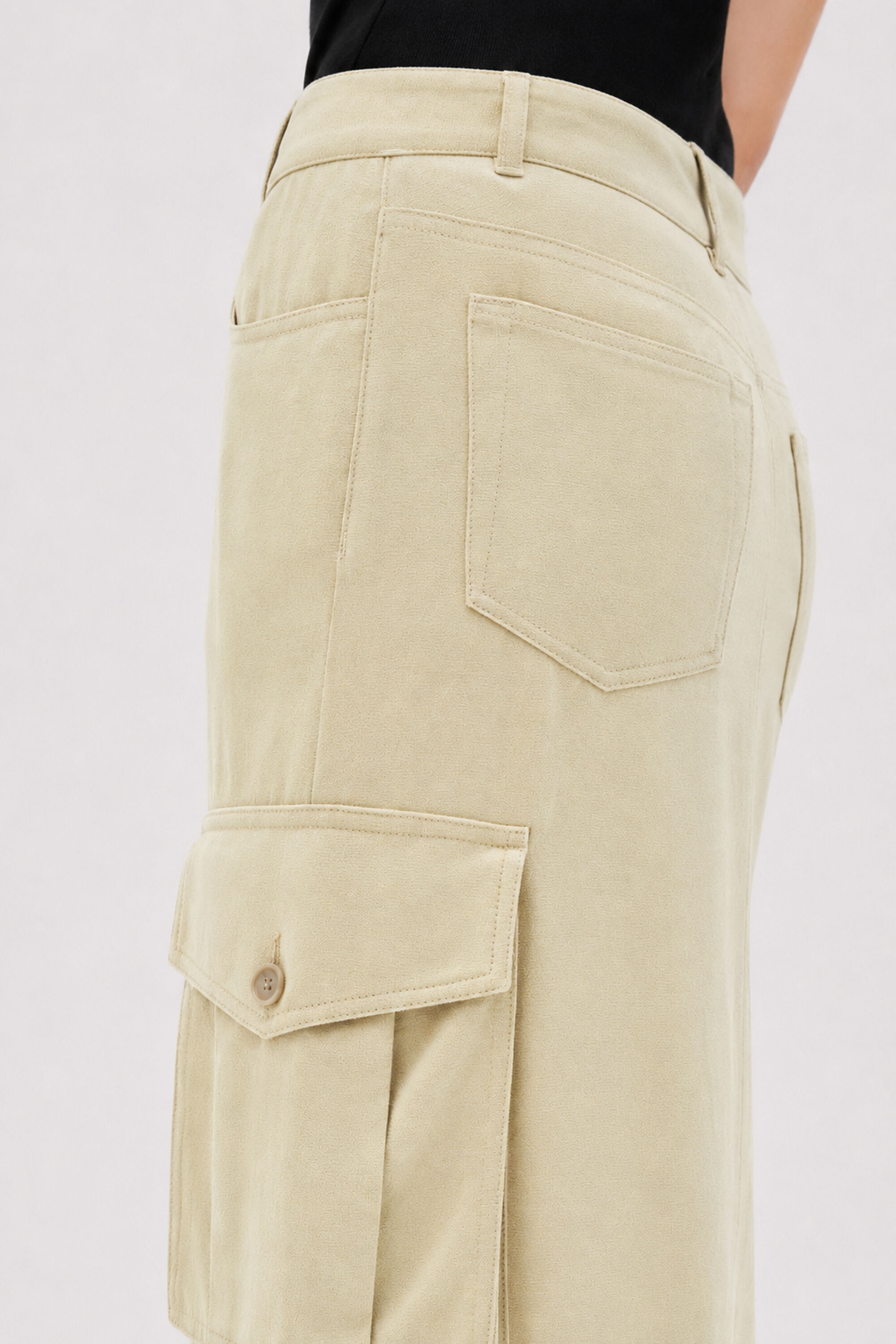 Re:Sourced Crepe Cargo Skirt - Matcha Green | FILIPPA K