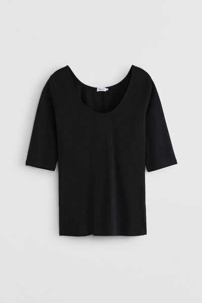 Cotton Stretch Scoop Neck Top