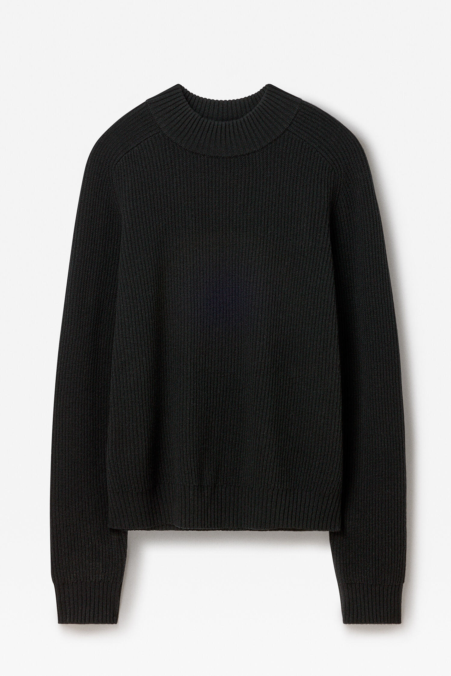 Ribbed Wool Mockneck Sweater - Black | FILIPPA K