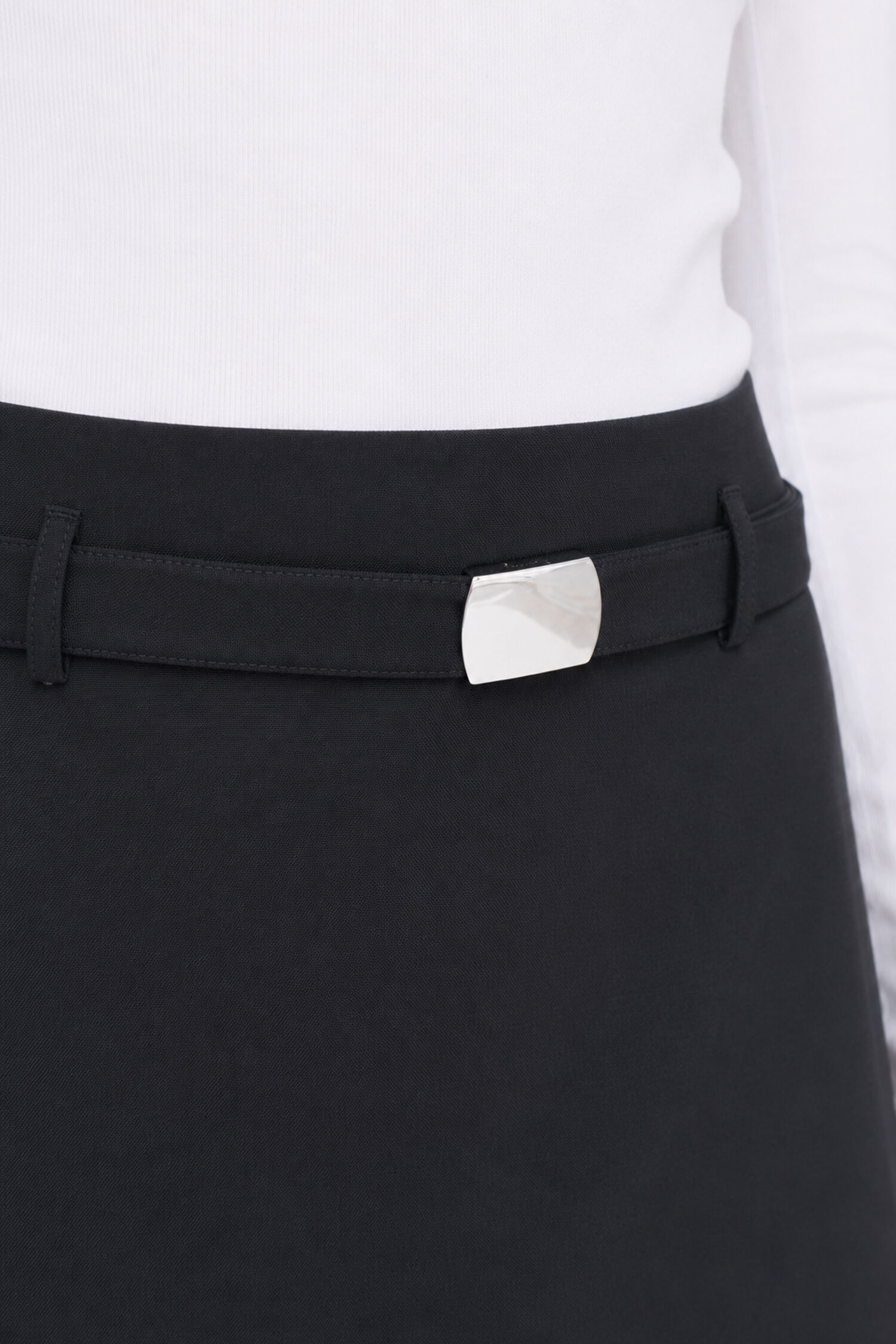 Wool Mini Belt Skirt 