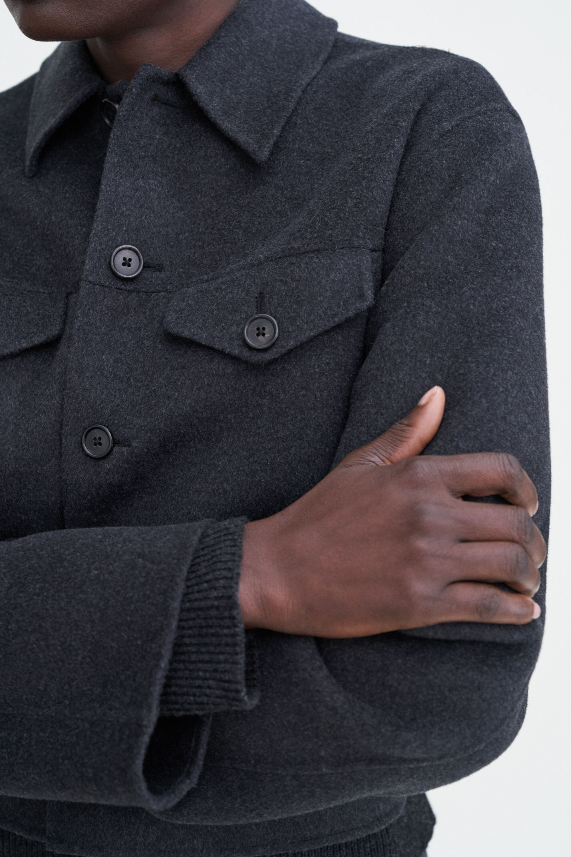 Short Wool Cashmere Jacket - Anthracite Melange | Filippa K Short Wool Cashmere Jacket - Anthracite Melange | Filippa K