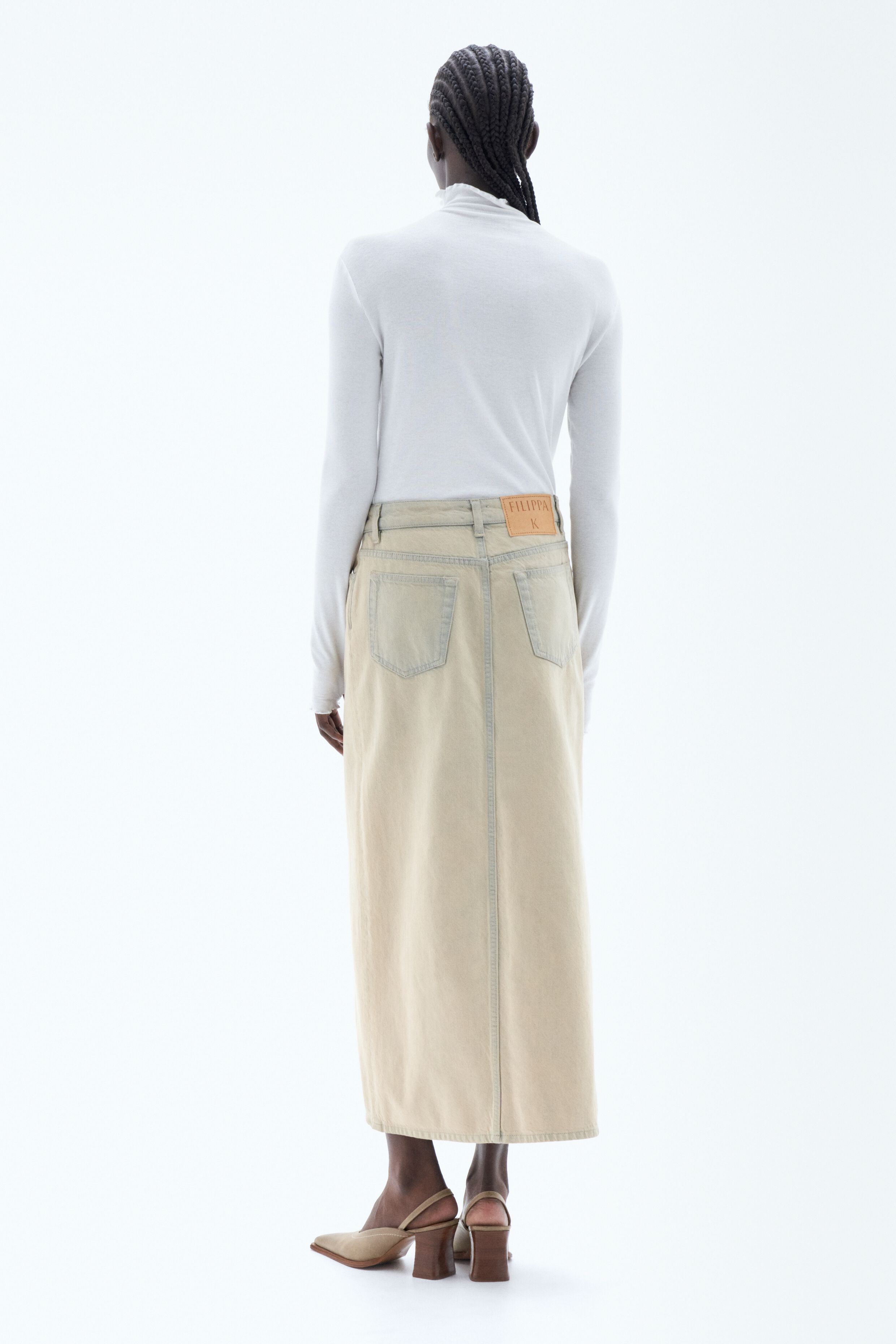 Long beige denim skirt shop