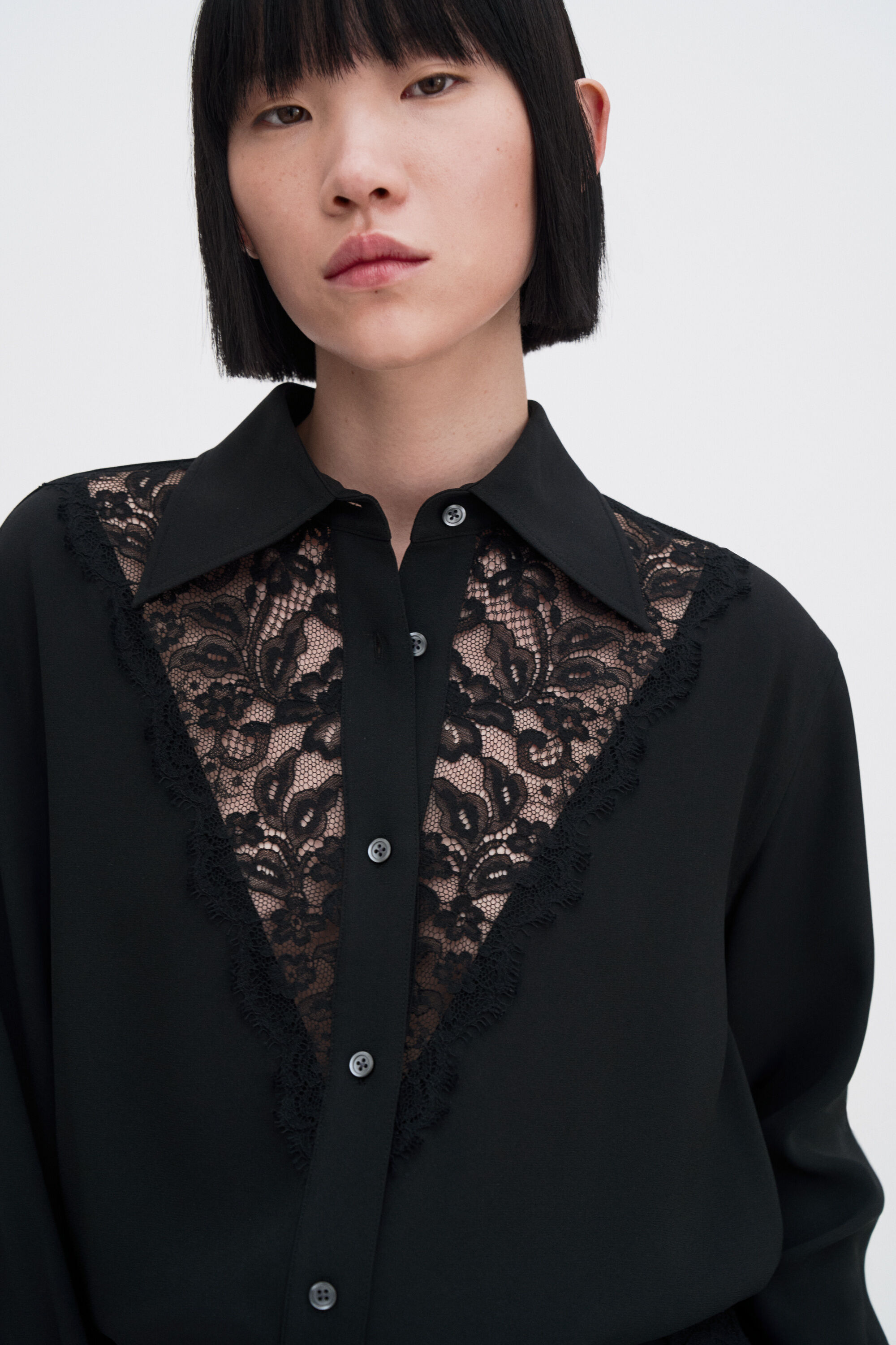 Lace Shirt - Black | FILIPPA K