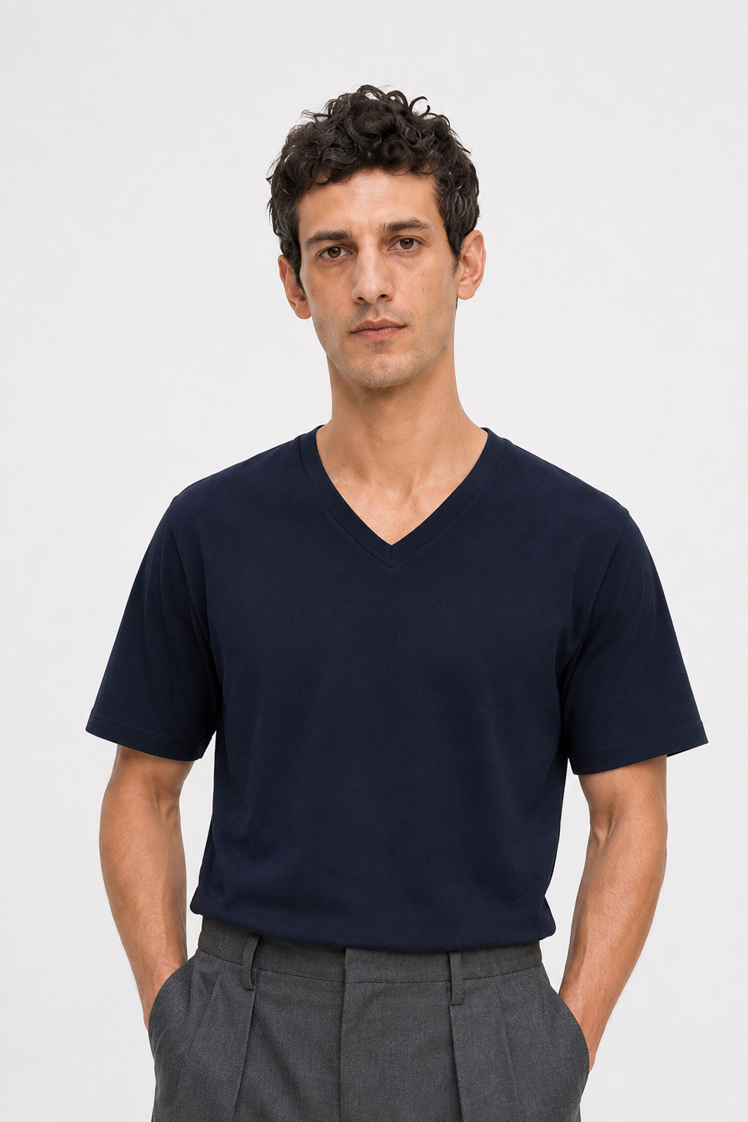 M. Lycra V-Neck Tee