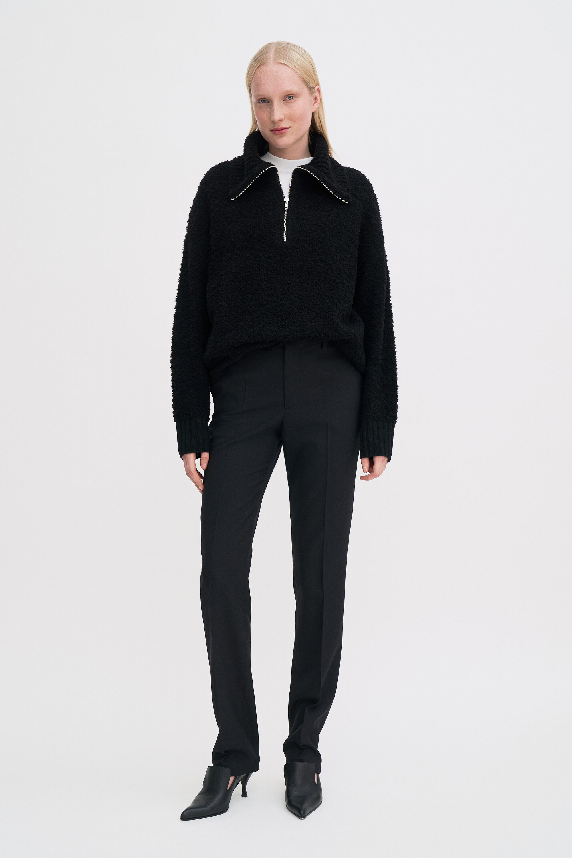 Fluffy Half Zip Sweater - Black | FILIPPA K