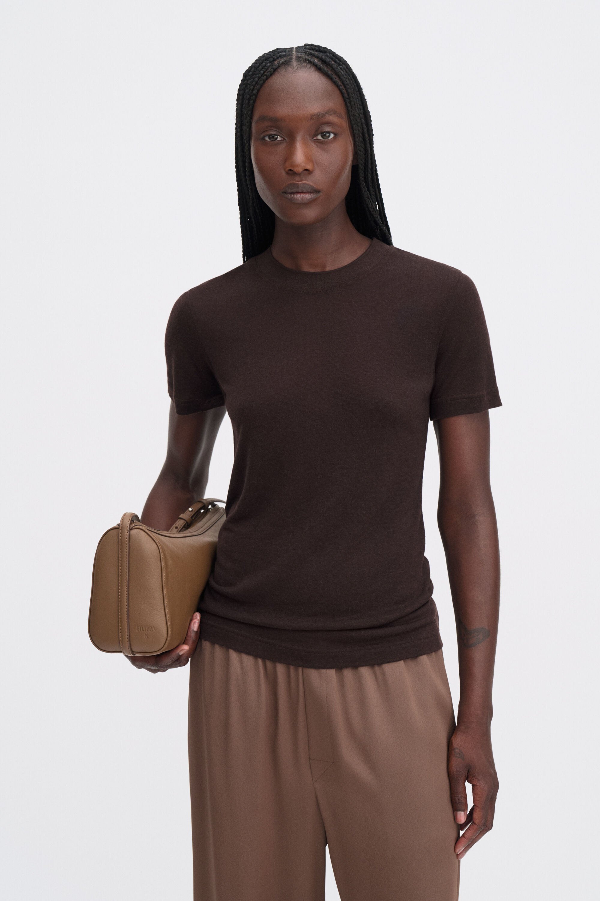 Lyocell Cashmere Tee - Brown | FILIPPA K