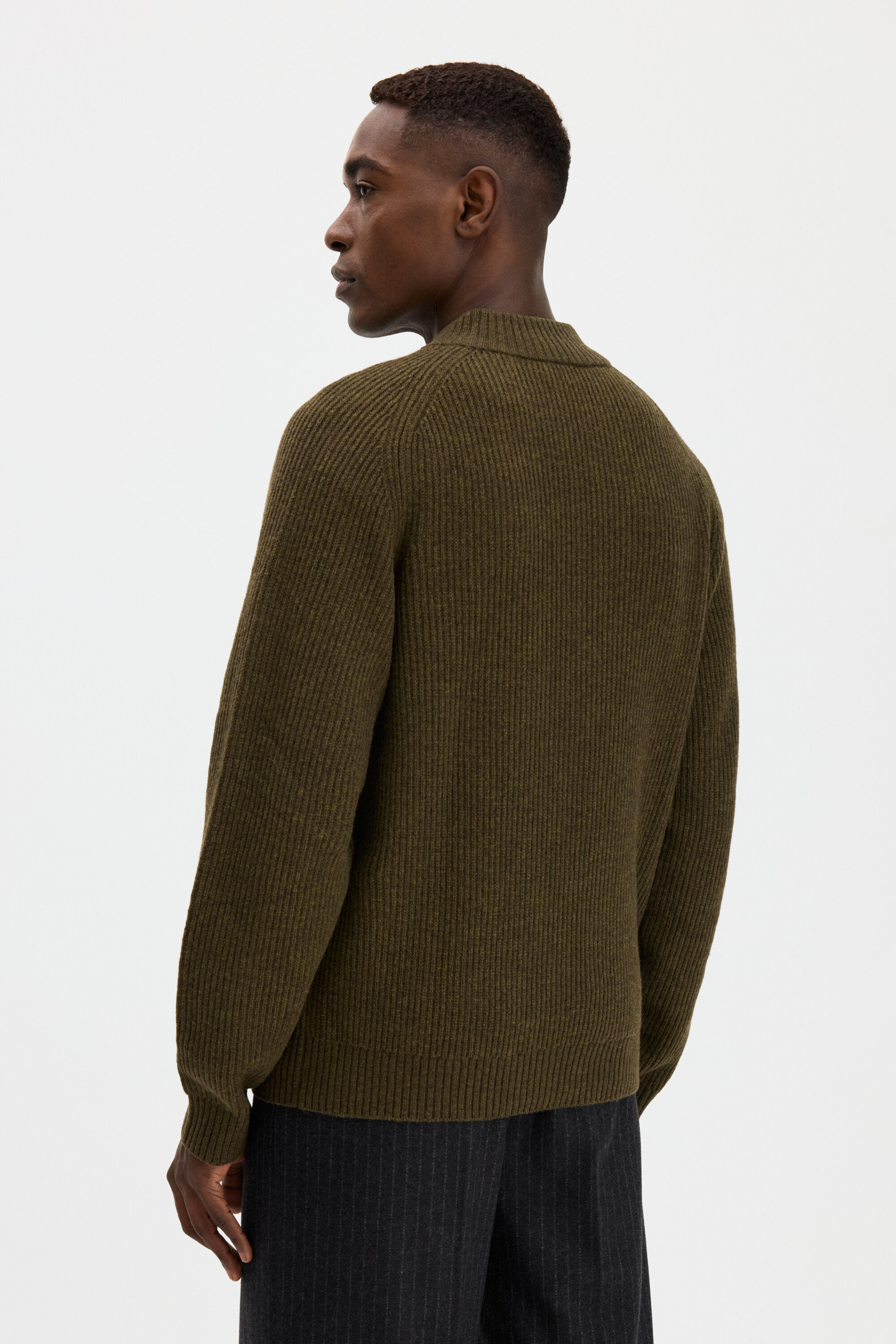 Wool Half Zip Sweater - Moss Green | FILIPPA K